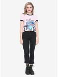 Disney Lilo & Stitch Flocked Girls Crop Ringer T-Shirt, PINK, alternate