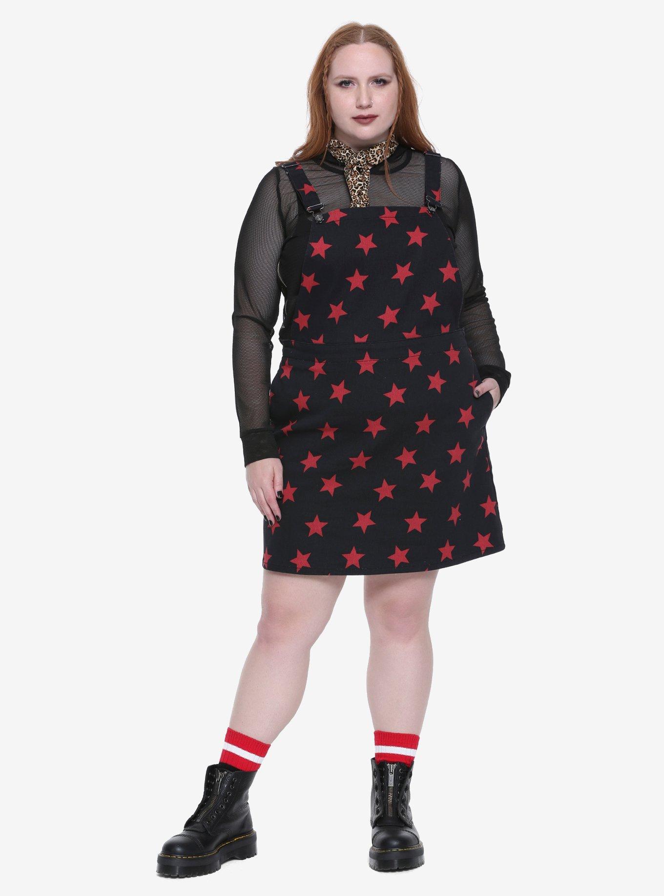 Blackheart Black & Red Star Skirtall Plus Size, BLACK, alternate