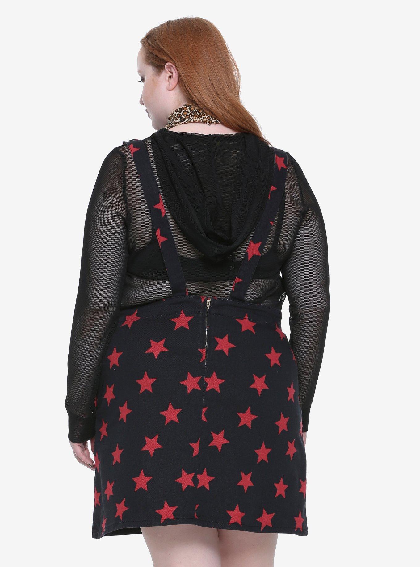 Blackheart Black & Red Star Skirtall Plus Size, BLACK, alternate