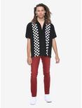 Black & White Checkered Stripe Short-Sleeved Woven Button-Up, , alternate