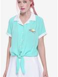 Her Universe Studio Ghibli My Neighbor Totoro Girls Tie-Front Woven Button-Up, TEAL, alternate