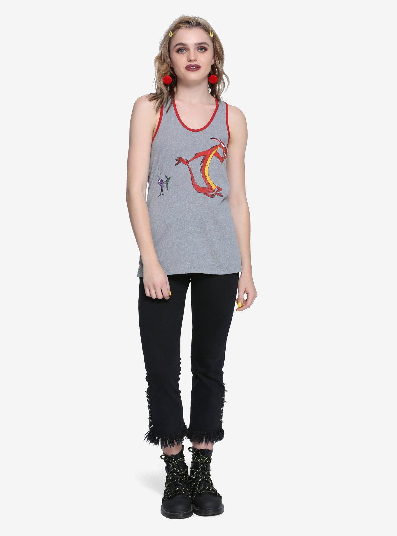 Disney Mulan Mushu Dishonor Girls Ringer Tank Top, RED, alternate