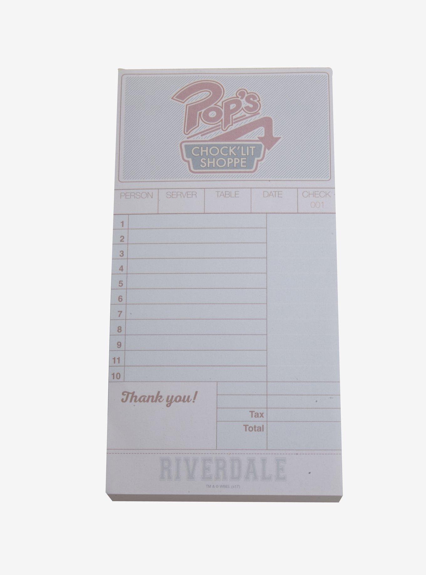 Riverdale Pop's Chock'lit Shoppe Diner Ticket Notepad Hot Topic Exclusive, , alternate