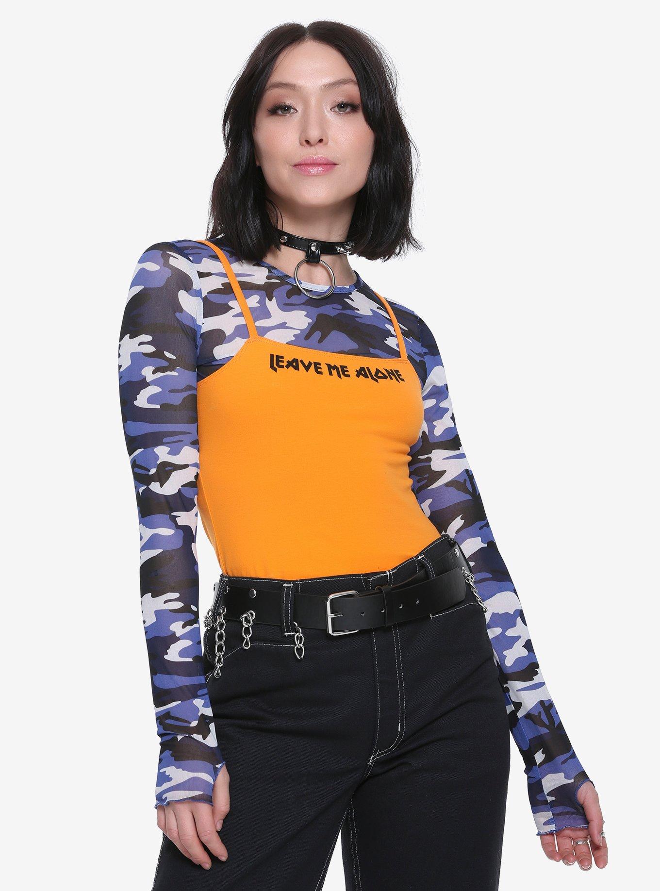 Orange Leave Me Alone Girls Crop Cami, , alternate