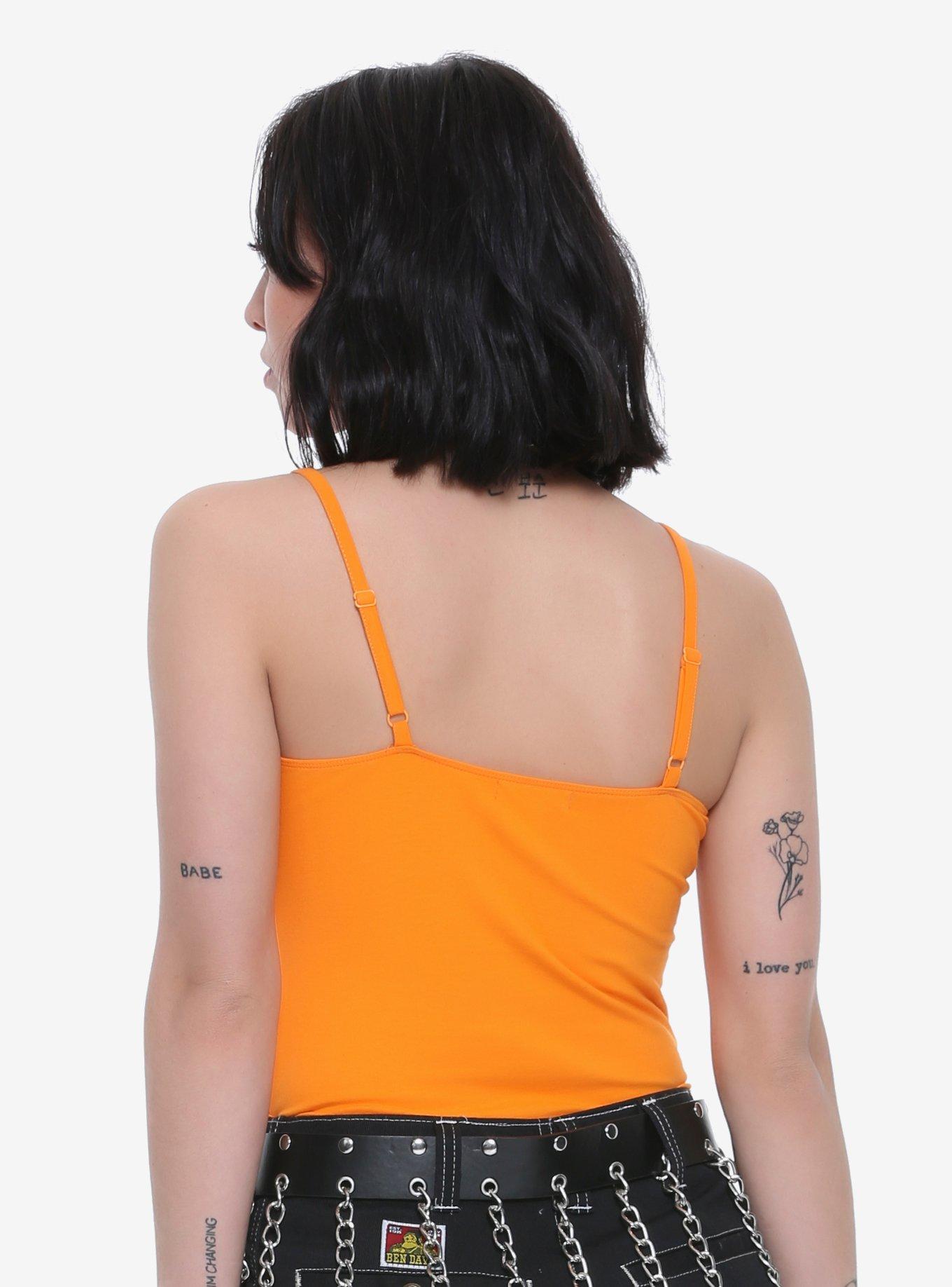 Orange Leave Me Alone Girls Crop Cami, , alternate