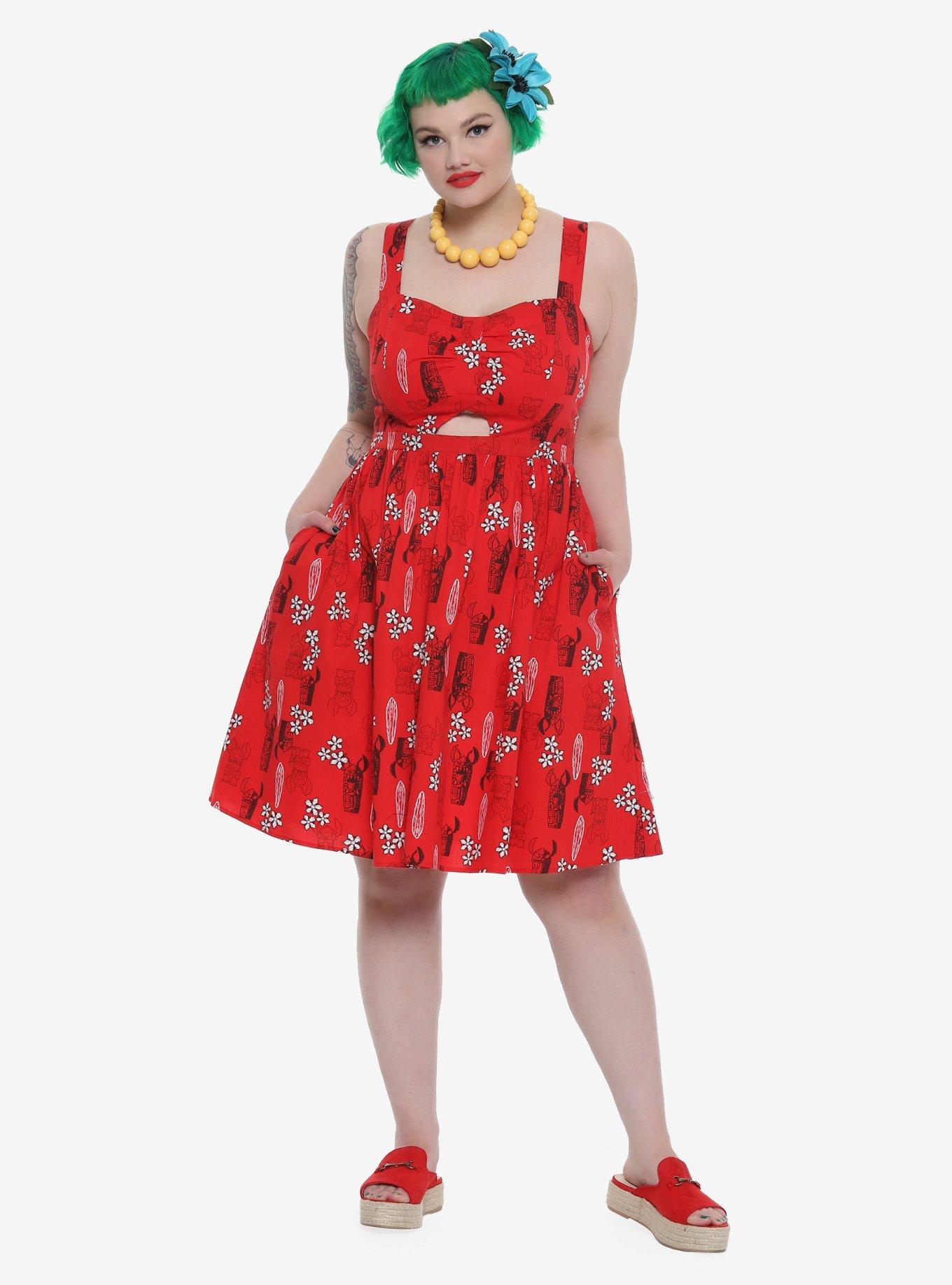 Her Universe Disney Lilo & Stitch Retro Cut-Out Dress Plus Size, , alternate