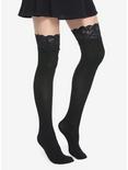 Blackheart Wide Lace Band Over-The-Knee Socks, , alternate