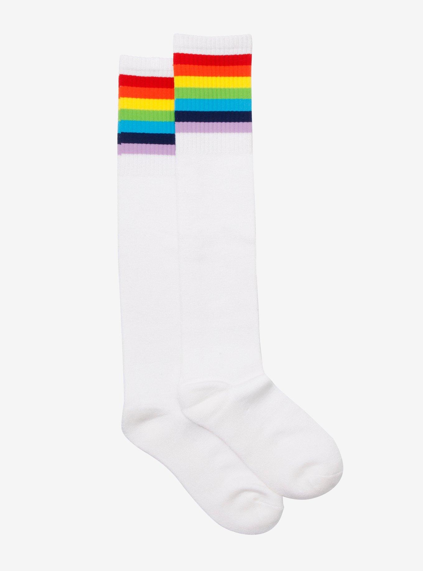 Rainbow Cuff Knee-High Socks, , alternate