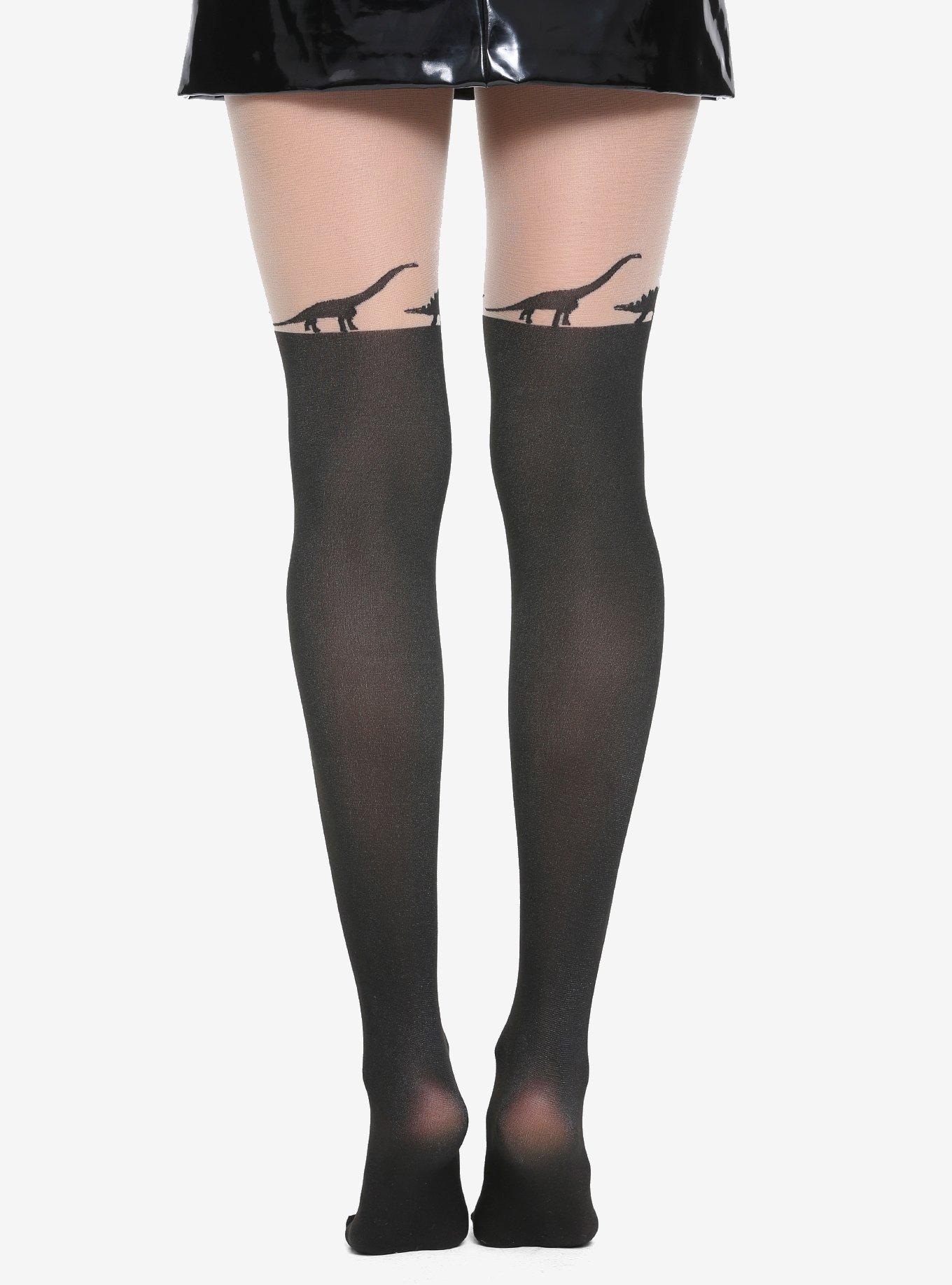 Blackheart Dinosaur Faux Thigh High Tights, , alternate