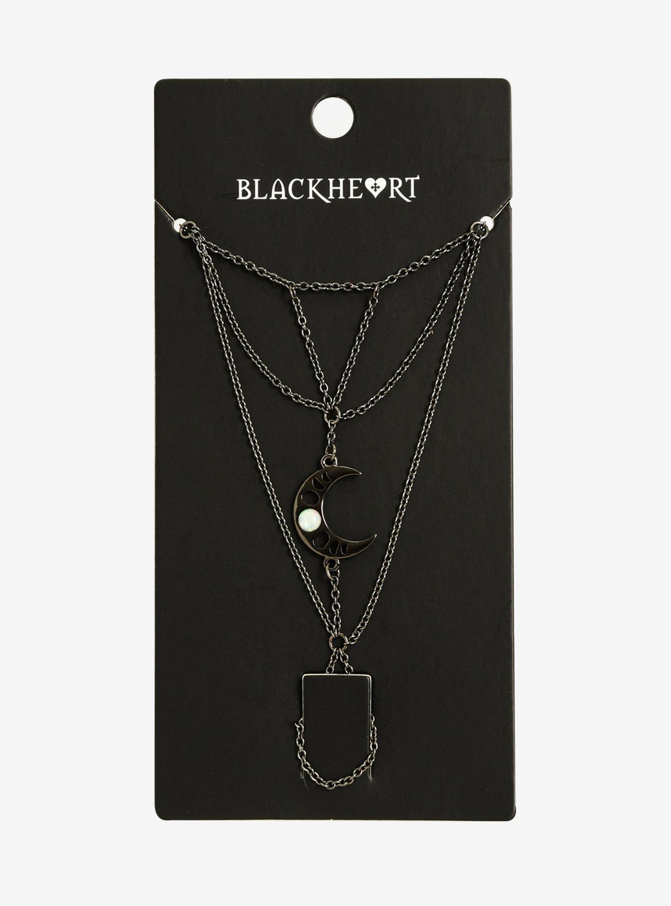 Blackheart Moon Phase Crescent Moon Hand Chain, , alternate