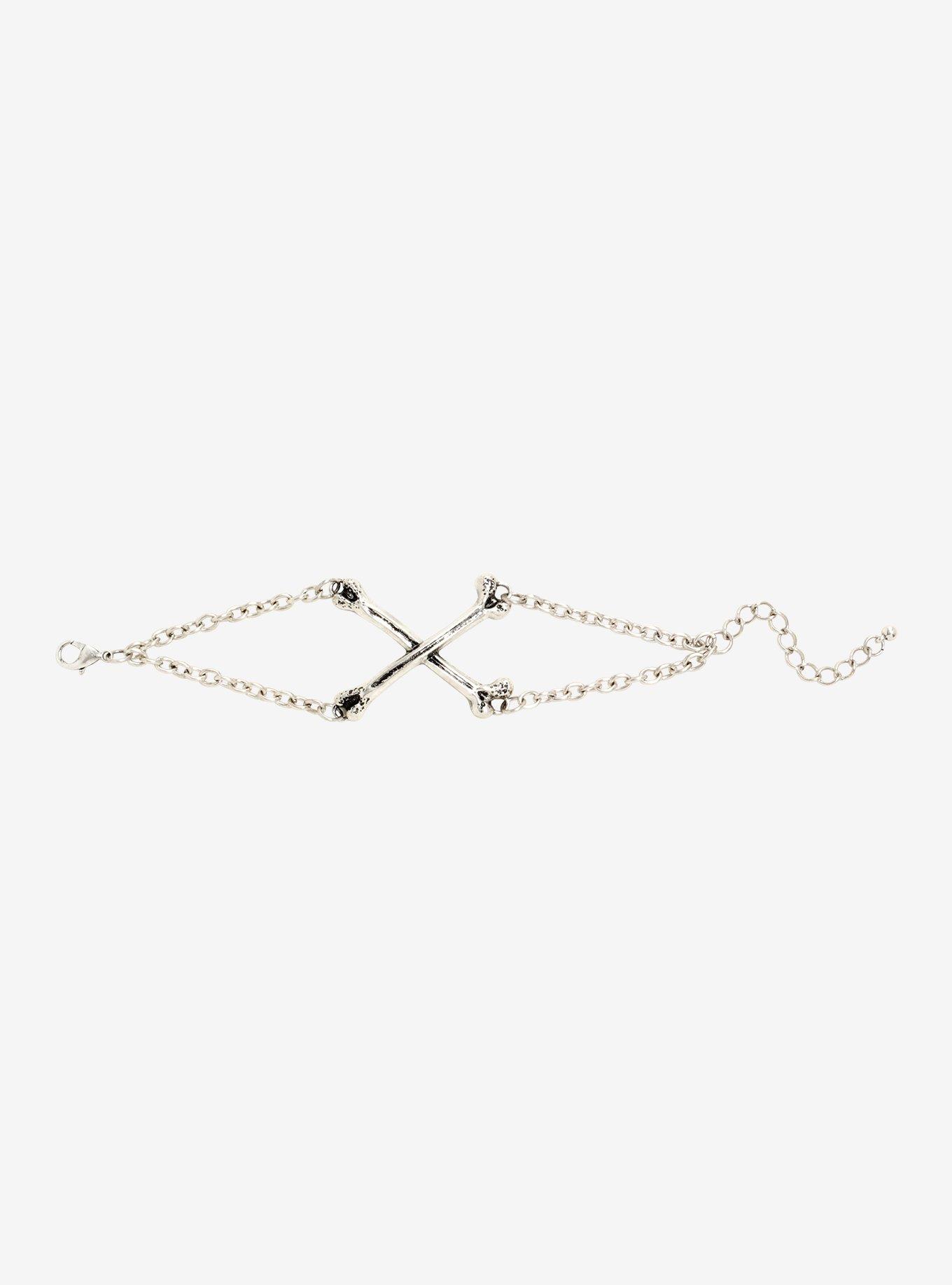 Blackheart Crossbones Chain Bracelet, , alternate