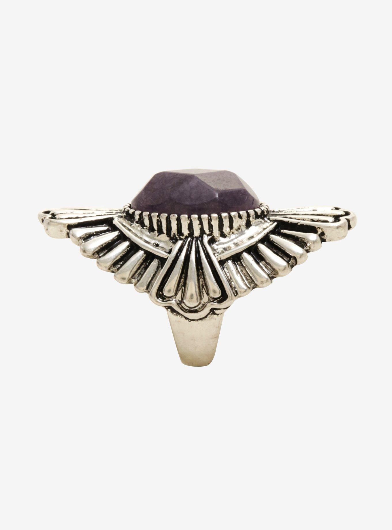 Blackheart Purple Stone Art Deco Ring, , alternate
