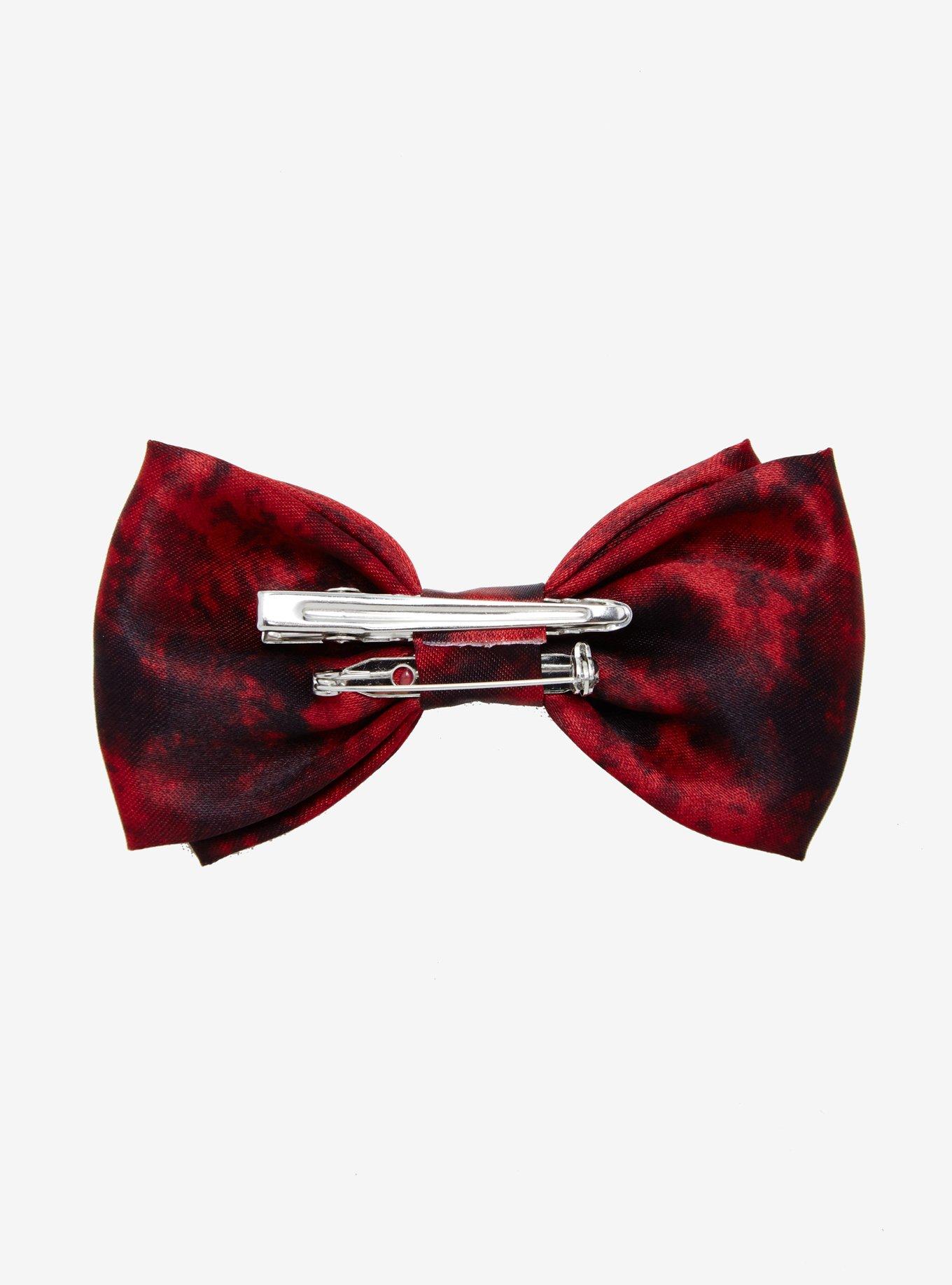 Red & Black Tie Dye Hair Bow, , alternate
