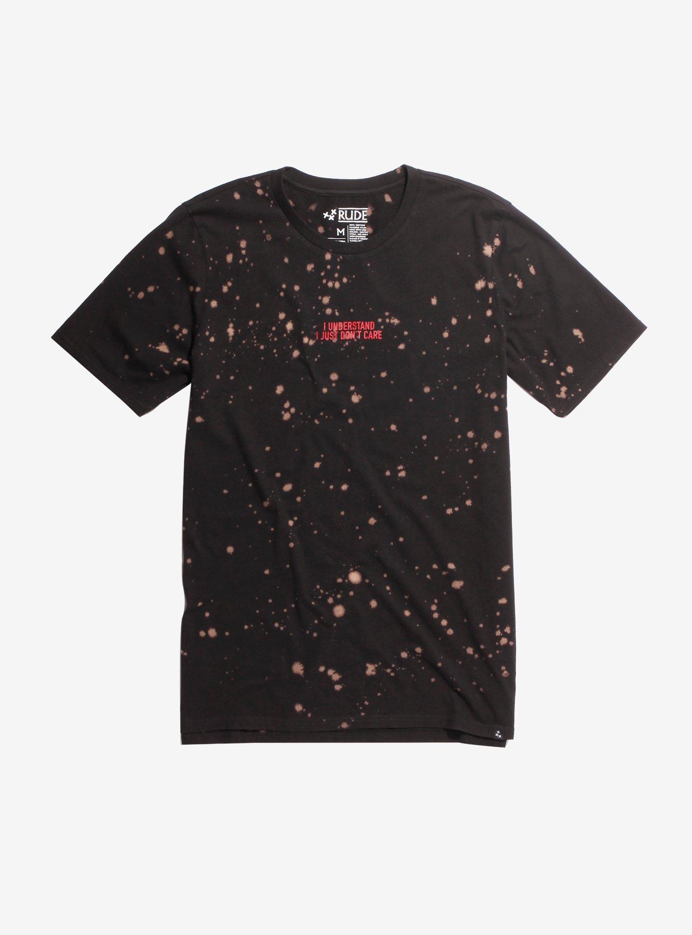 XXX RUDE Just Don't Care Bleach Splatter T-Shirt, , alternate
