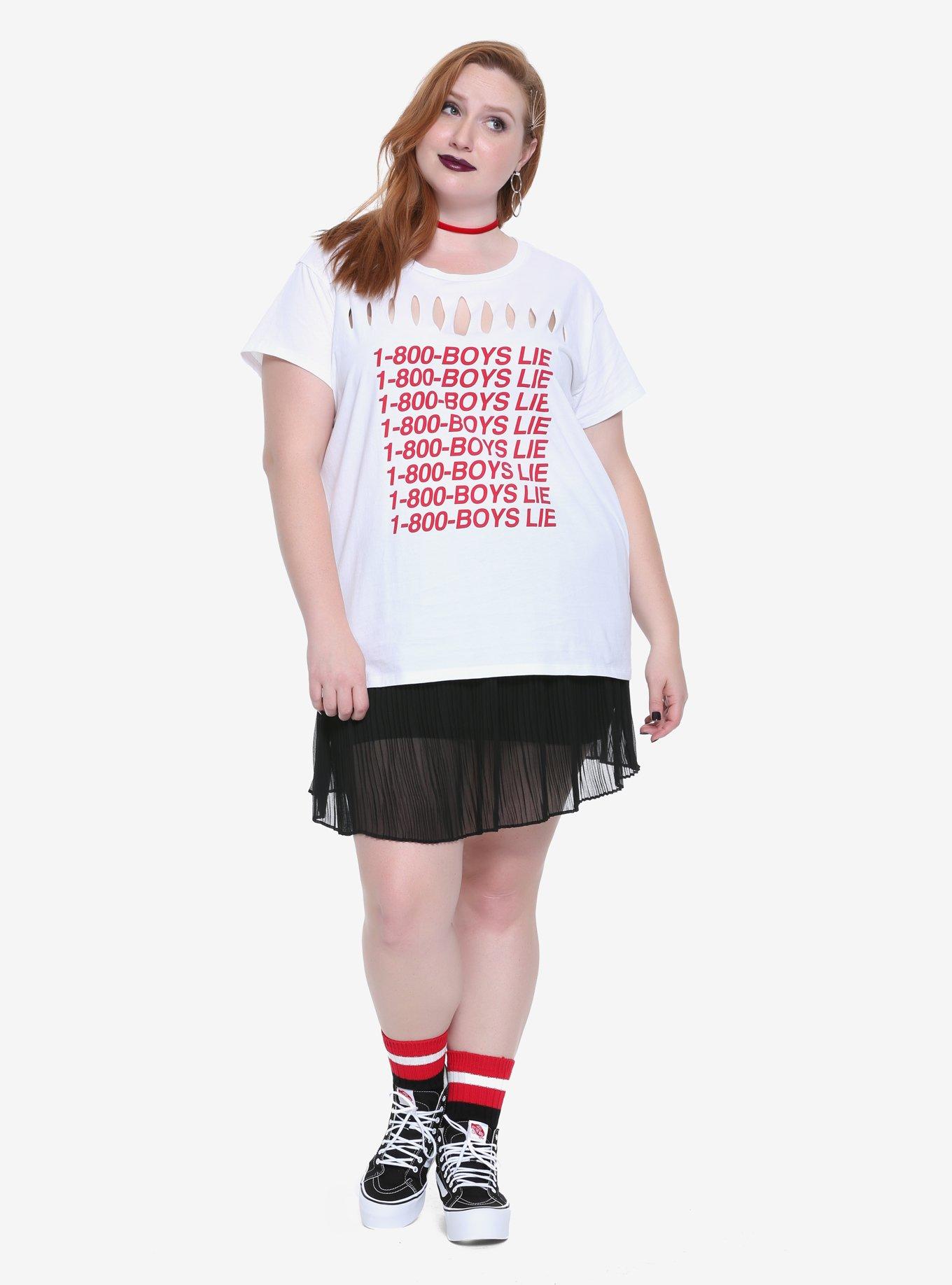 Boys Lie Slashed Girls T-Shirt Plus Size, IVORY, alternate