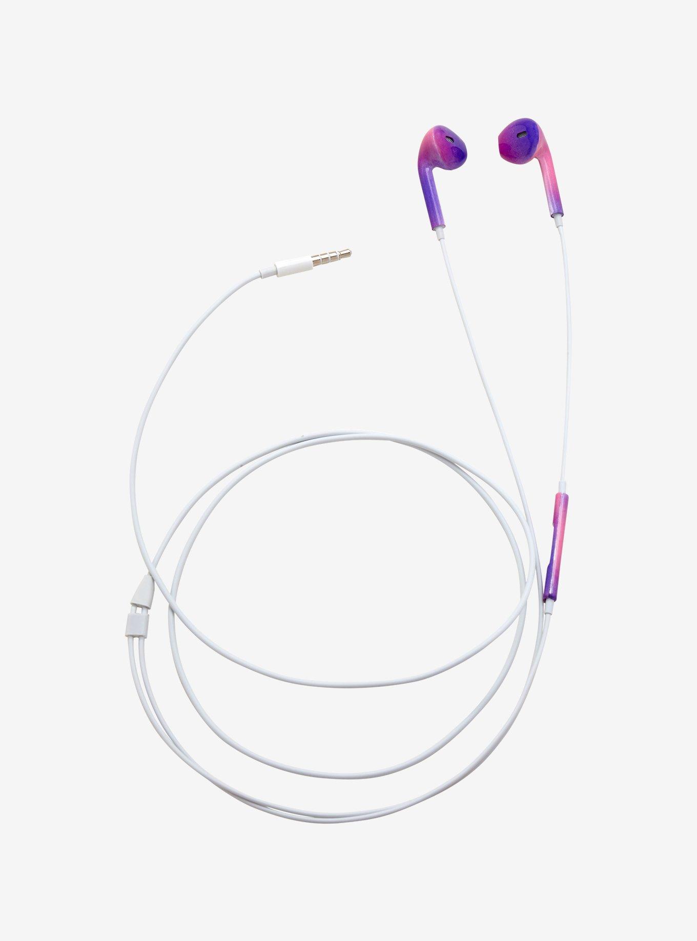 Purple Pink Ombre Earbuds, , alternate