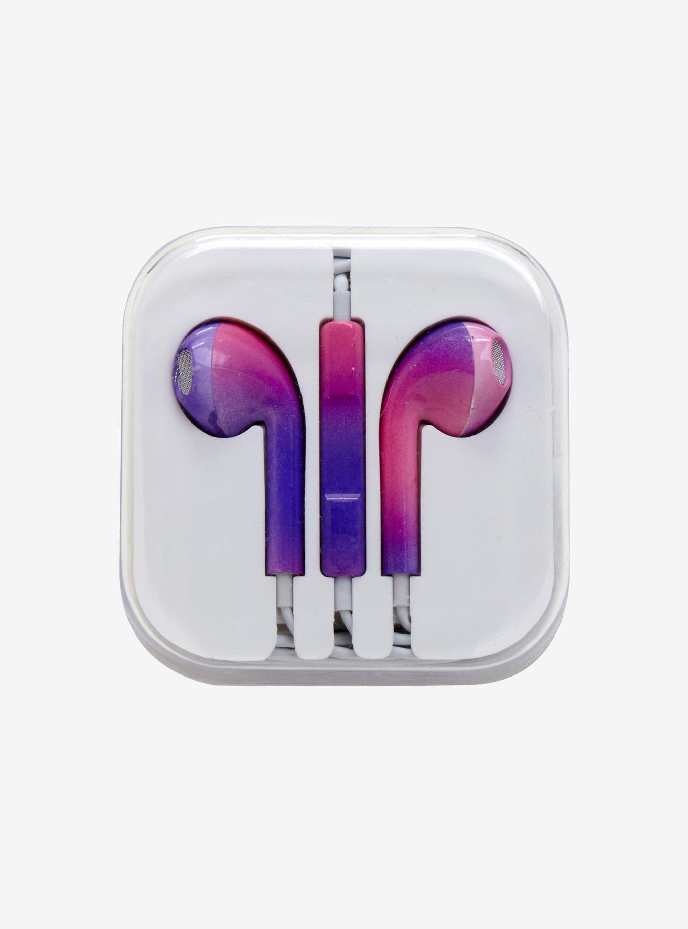 Purple Pink Ombre Earbuds, , alternate