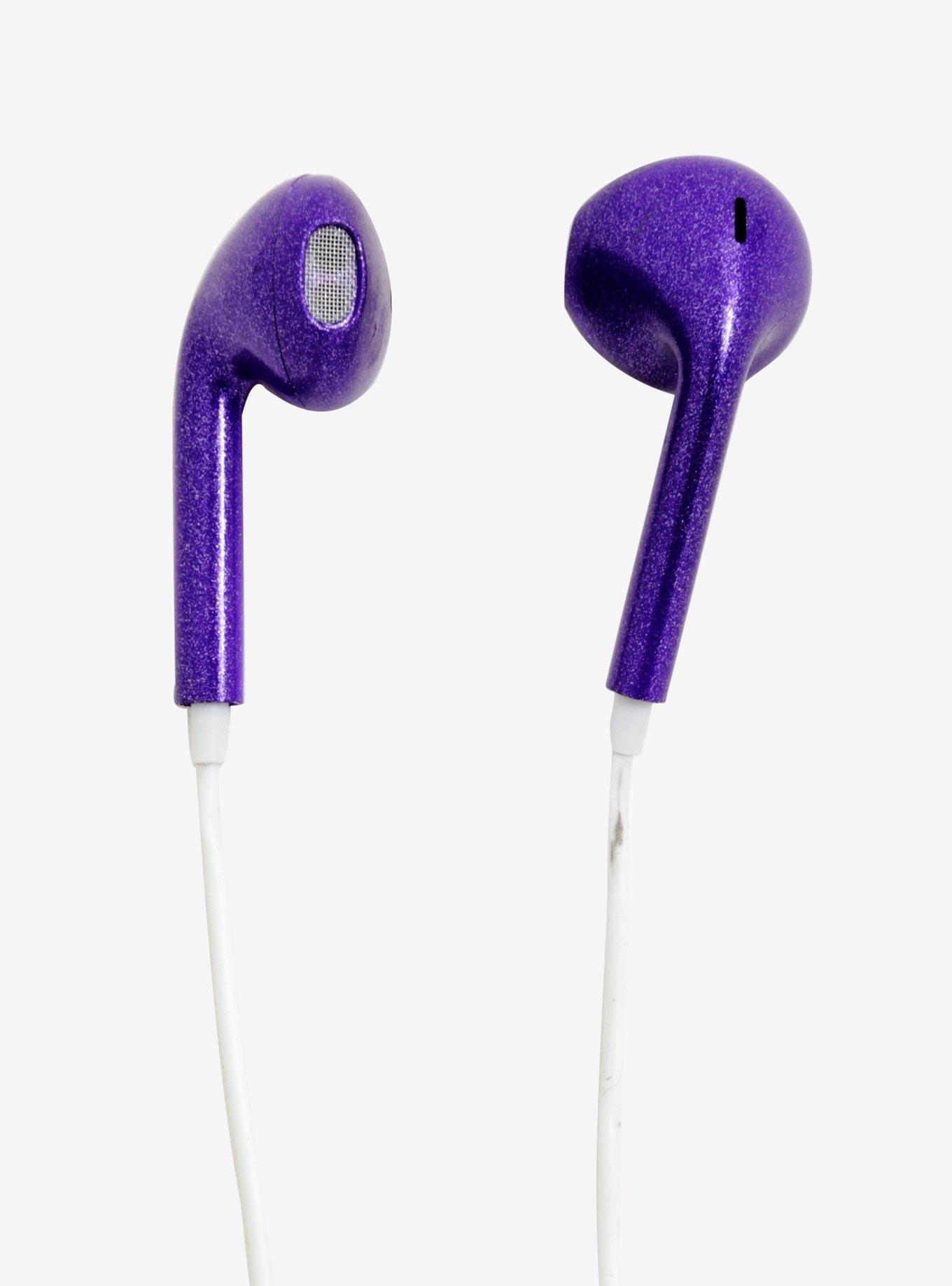 Metallic Glitter Purple Earbuds, , alternate