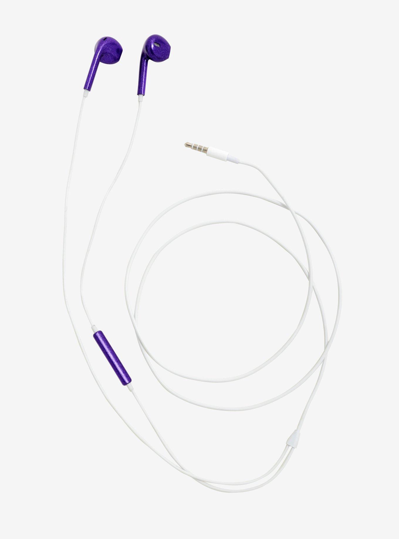 Metallic Glitter Purple Earbuds, , alternate