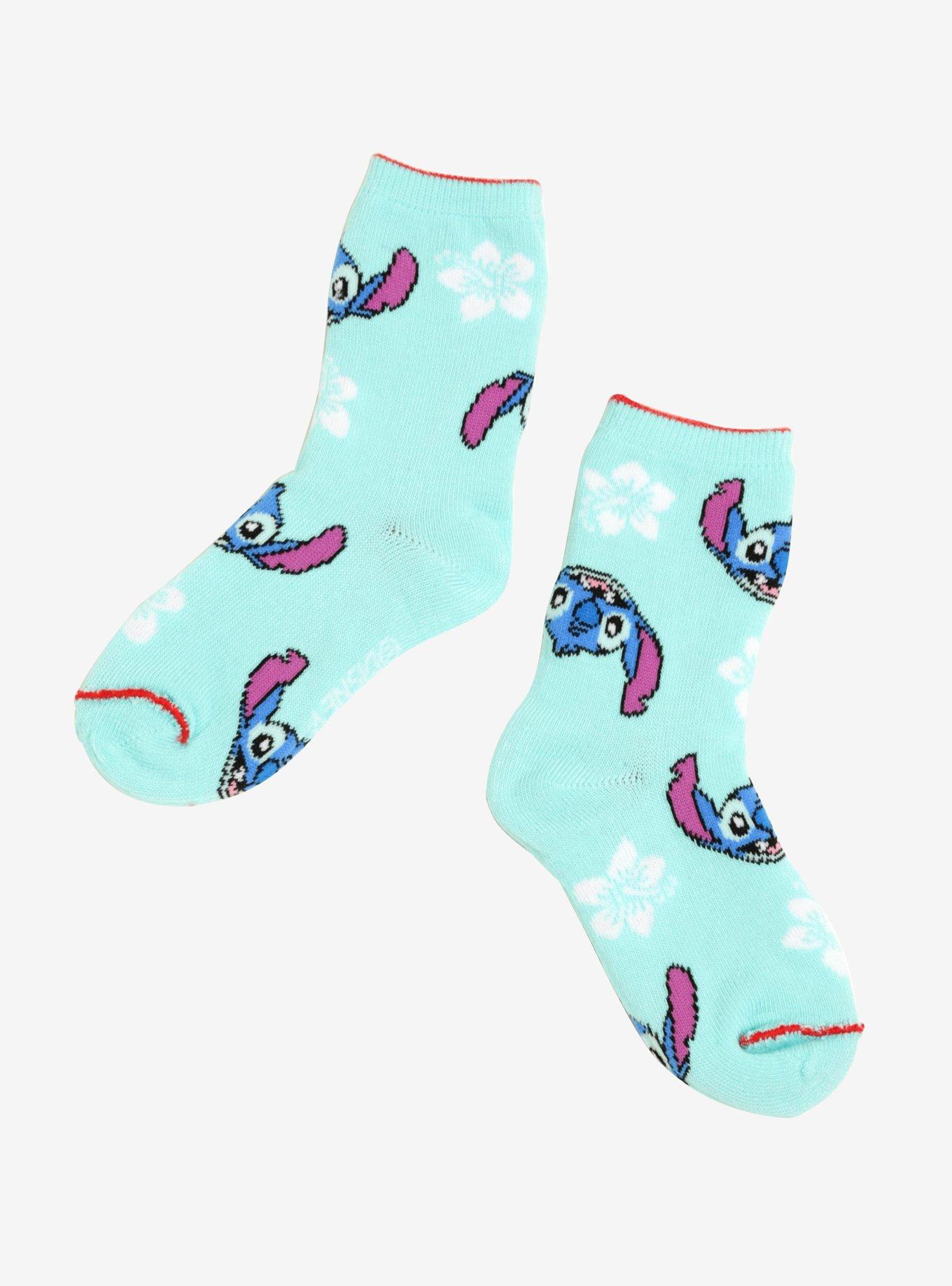 Disney Lilo & Stitch Reversible Print Toddler Crew Socks, , alternate