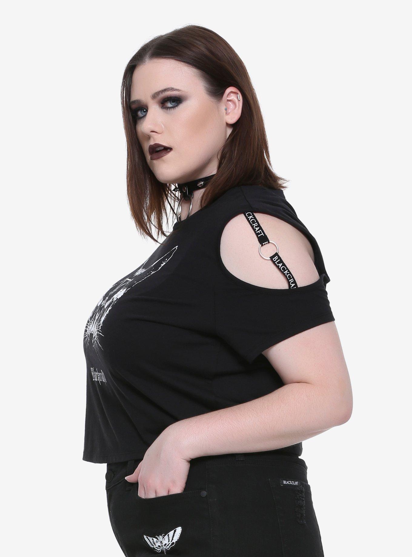 BlackCraft Harness Cold Shoulder Girls Crop Top Plus Size Hot Topic Exclusive, , alternate