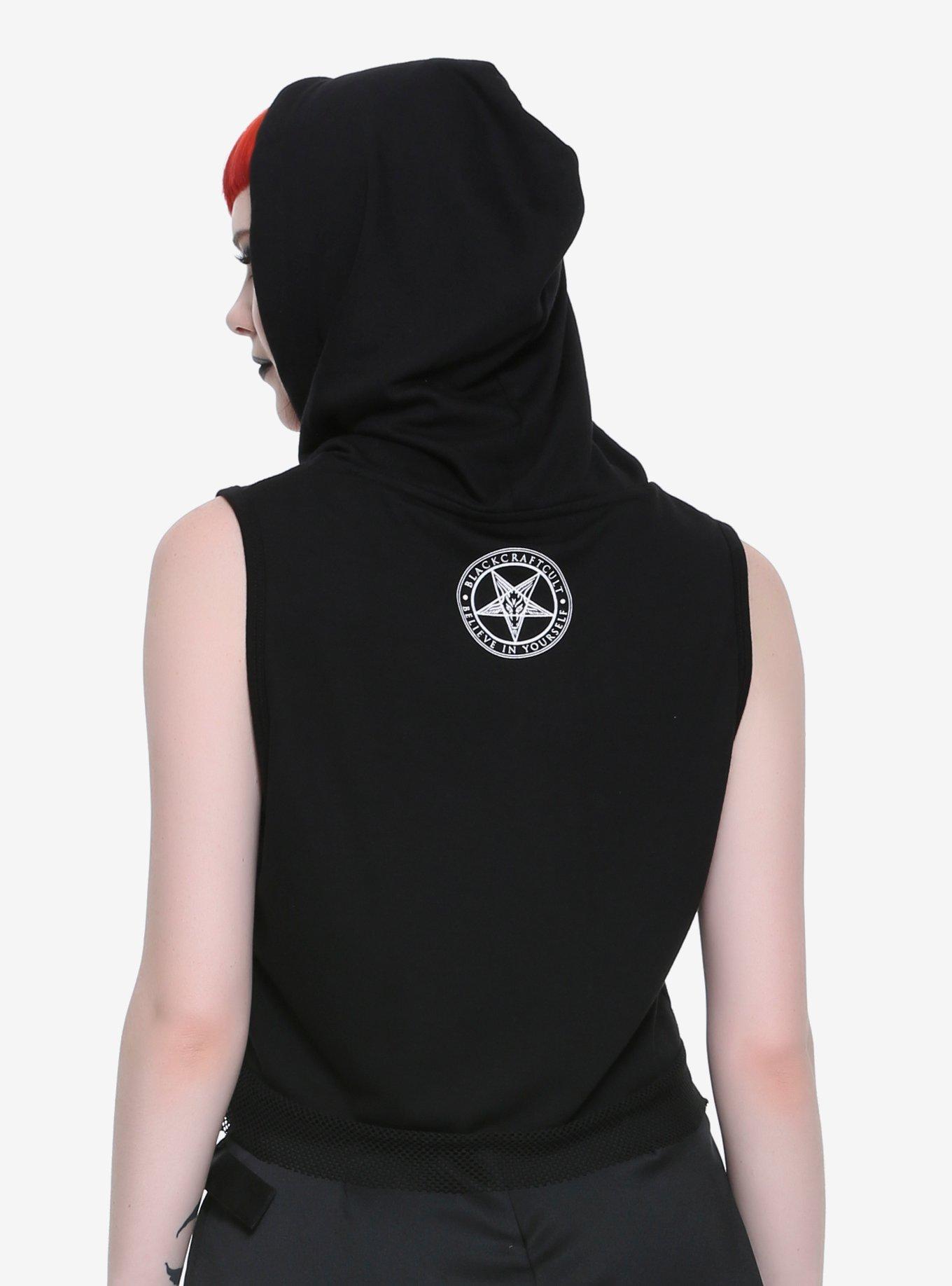 BlackCraft Never Trust The Living Girls Hooded Crop Muscle Top Hot Topic Exclusive, , alternate