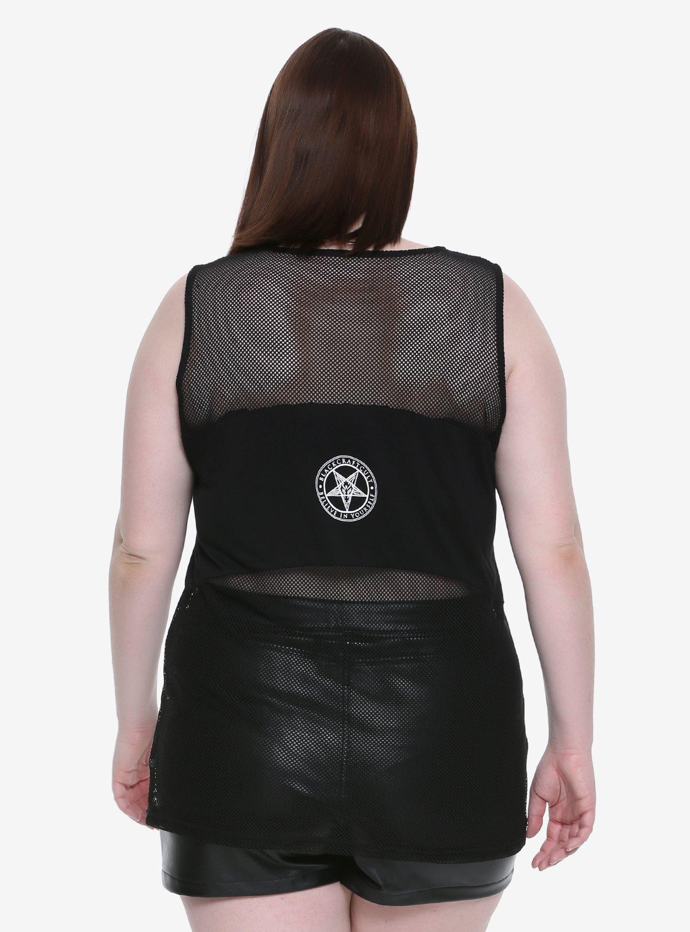 BlackCraft Creep With Us Inset Girls Fishnet Tank Top Plus Size Hot Topic Exclusive, , alternate