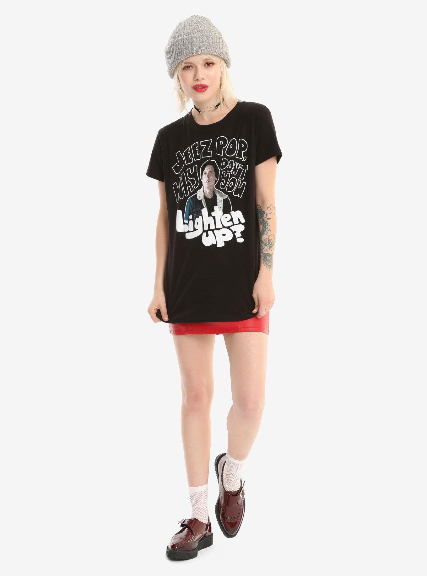 Riverdale Jughead Lighten Up Girls T-Shirt Hot Topic Exclusive, BLACK, alternate