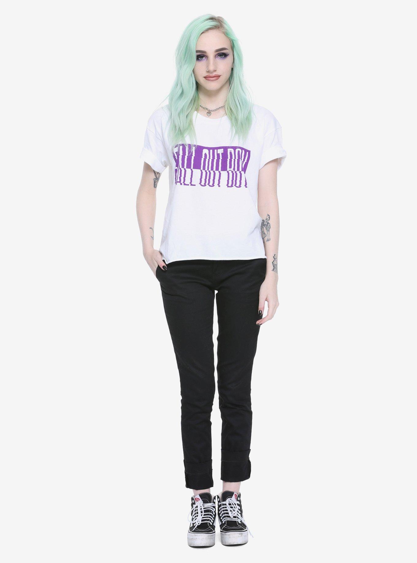 Fall Out Boy Distorted Logo Girls Crop Top, , alternate