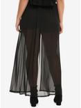 Black Mesh Layered Maxi Skirt Plus Size, , alternate