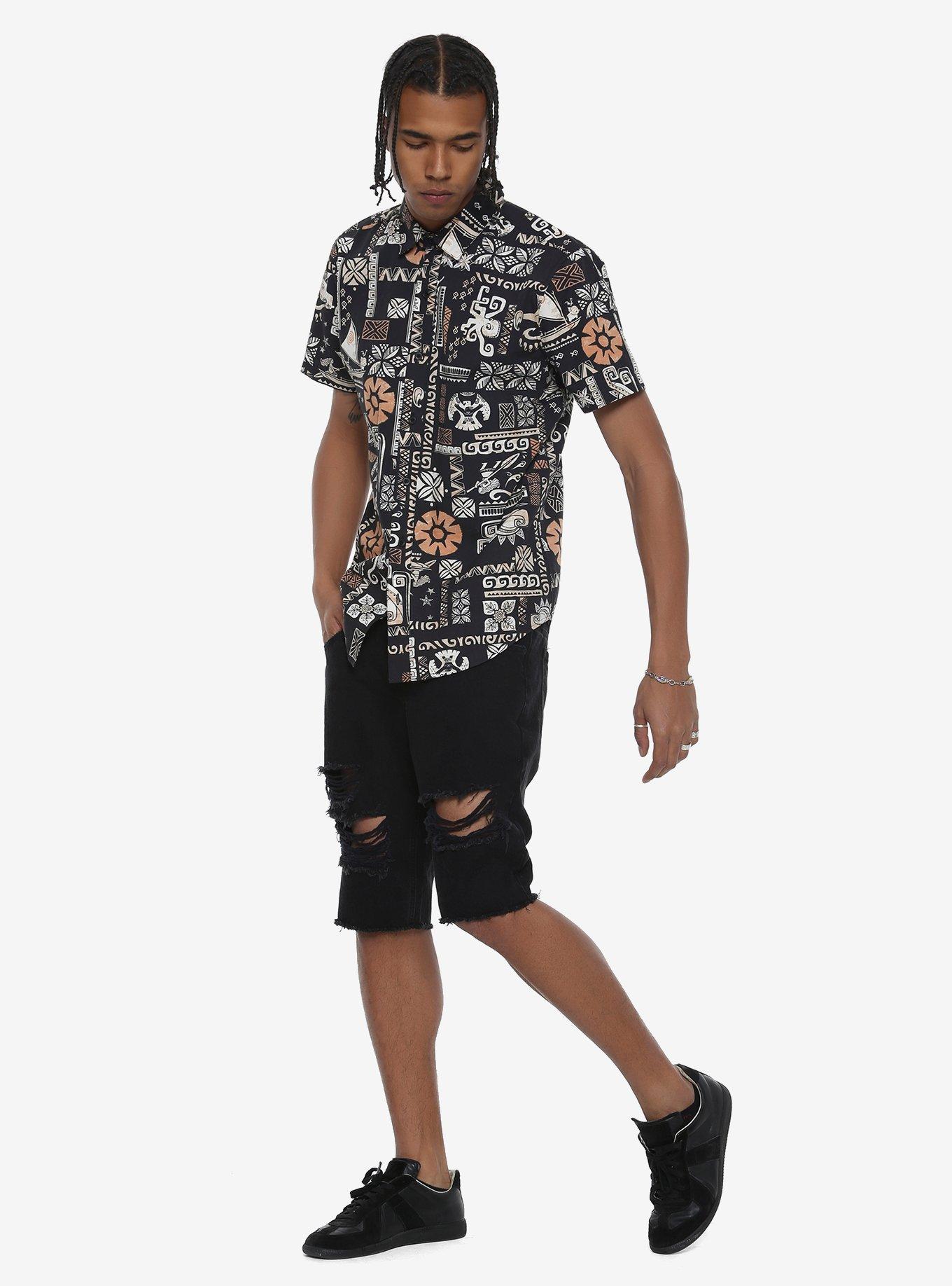 Our Universe Disney Moana Maui Short-Sleeve Woven Button-Up, MULTI, alternate