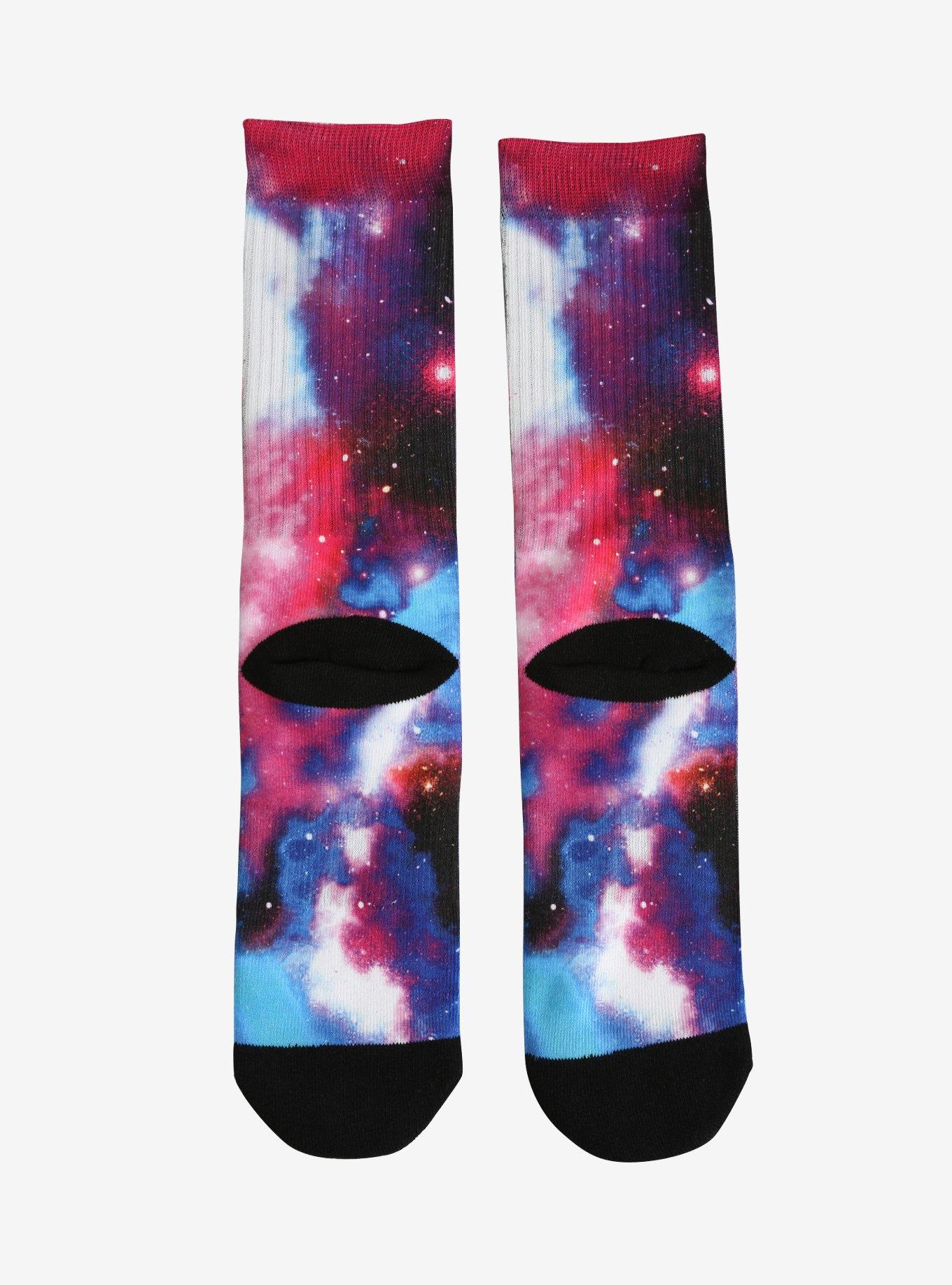 Galaxy Print Crew Socks, , alternate