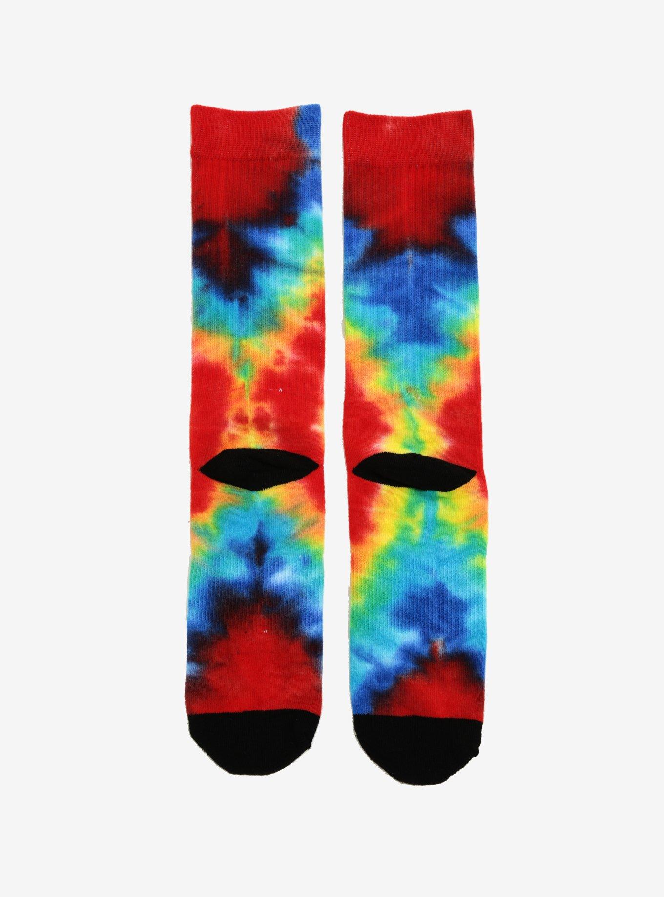 Rainbow Tie Dye Crew Socks, , alternate