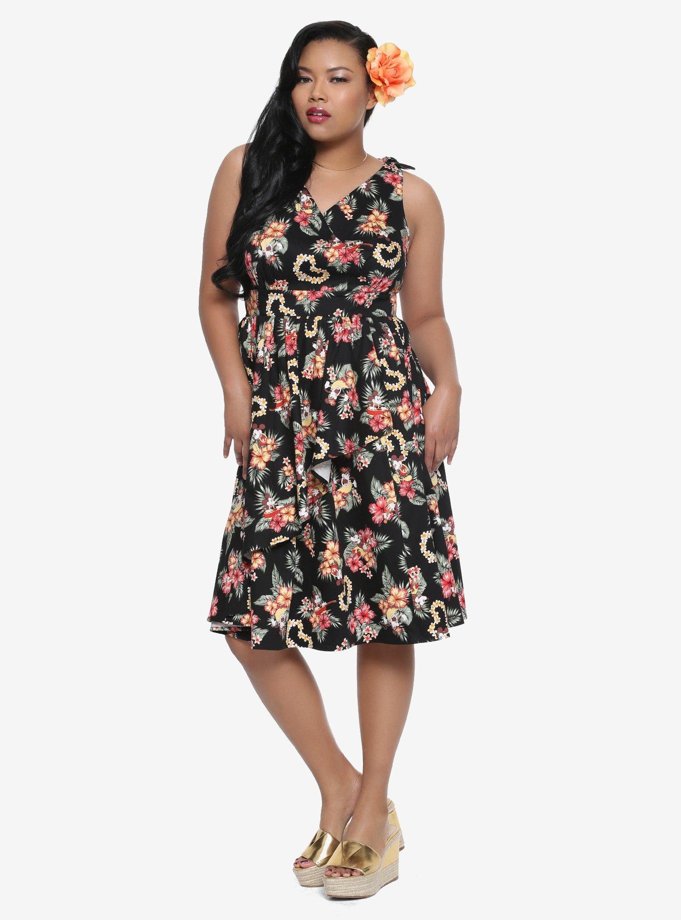 Disney Mickey Mouse & Minnie Mouse Retro Tie Shoulder Dress Plus Size, , alternate