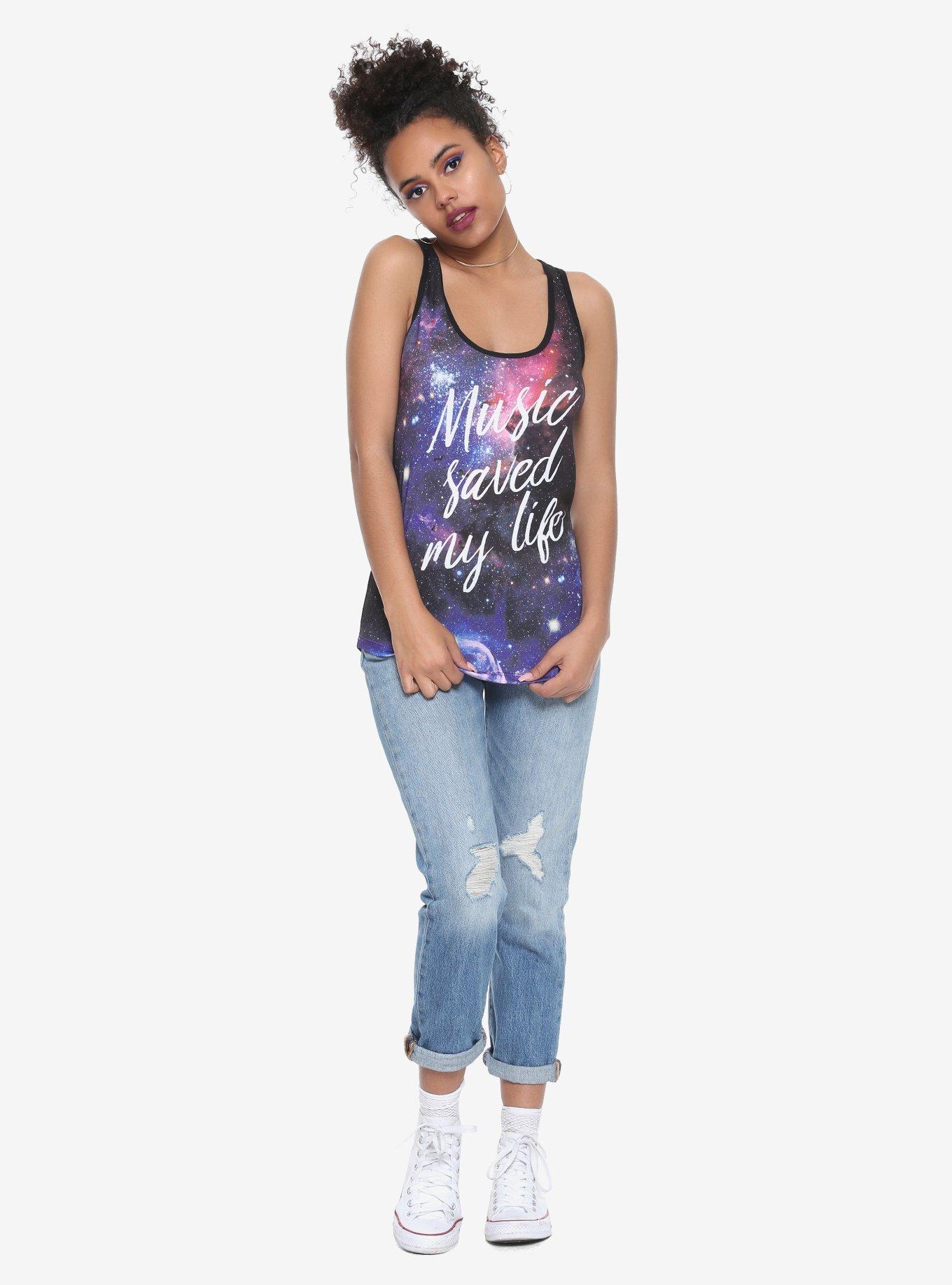 Music Saved My Life Galaxy Girls Tank Top, , alternate