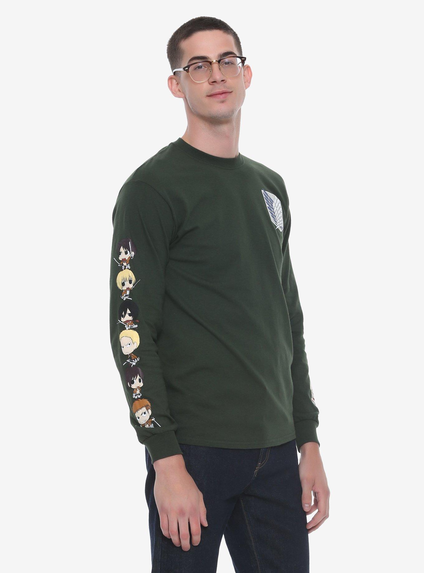 Attack On Titan Chibi Long Sleeve Tee - BoxLunch Exclusive, , alternate