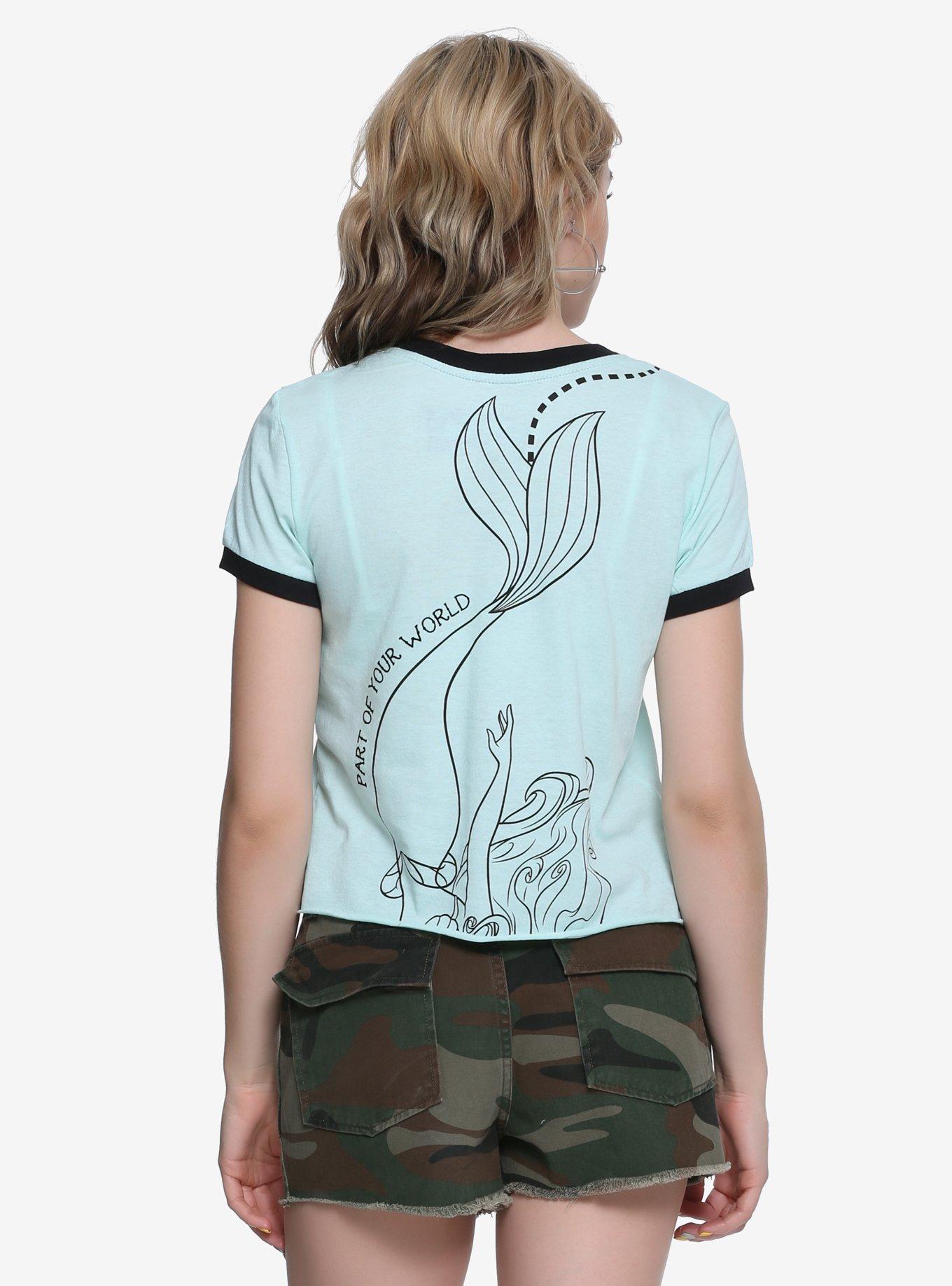 Disney The Little Mermaid Ariel Flocked Girls Crop Ringer T-Shirt, MINT, alternate
