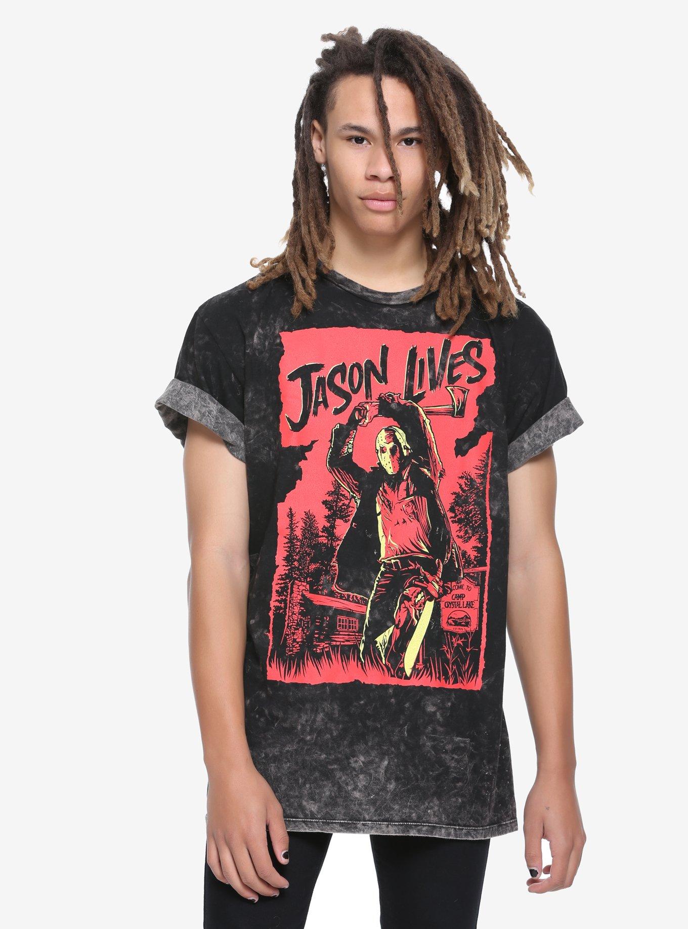Friday The 13th Jason Lives Acid Wash T-Shirt, MULTI, alternate
