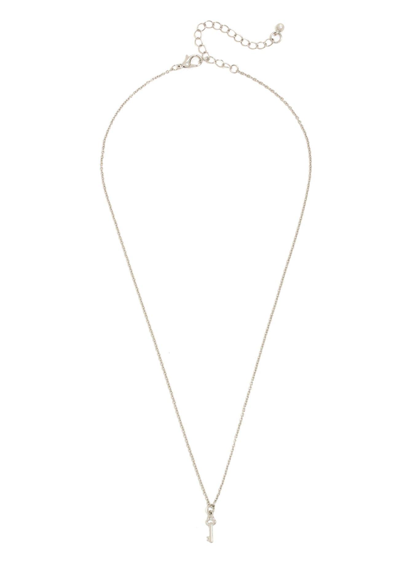 Blackheart Dainty Key Necklace, , alternate