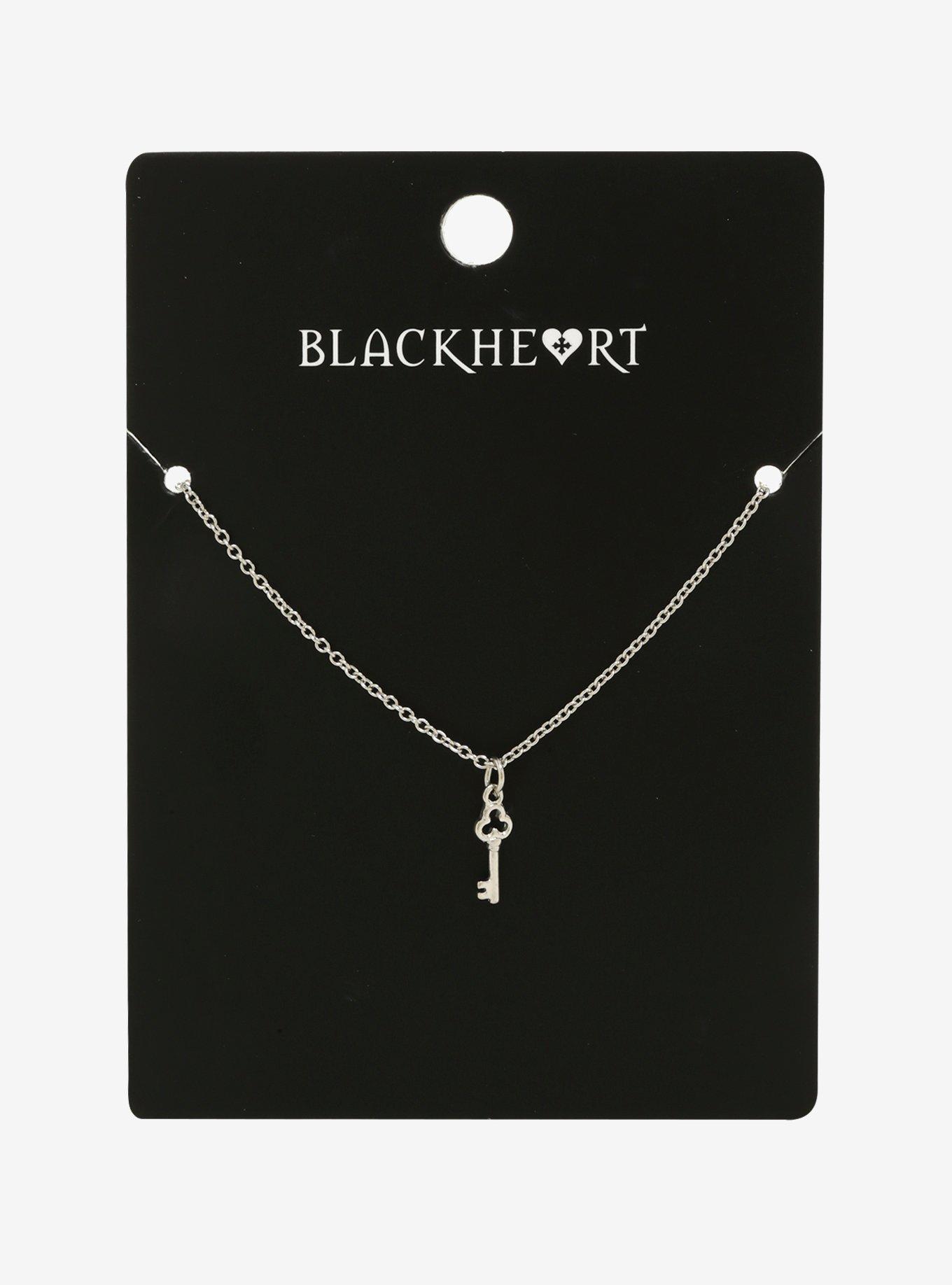 Blackheart Dainty Key Necklace, , alternate