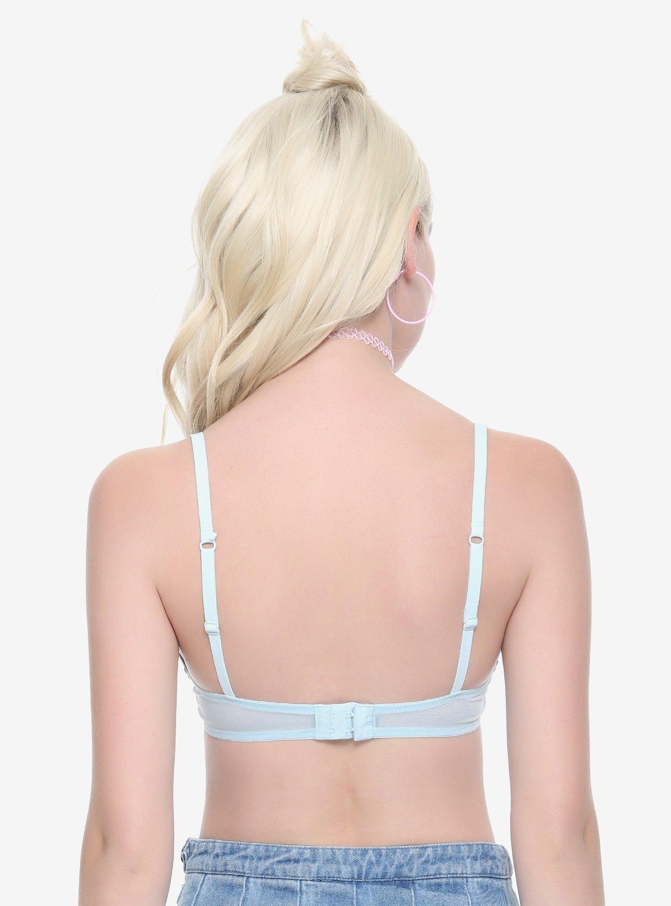 Blue Mesh Rainbow Cloud Bralette, BLUE, alternate - view 3