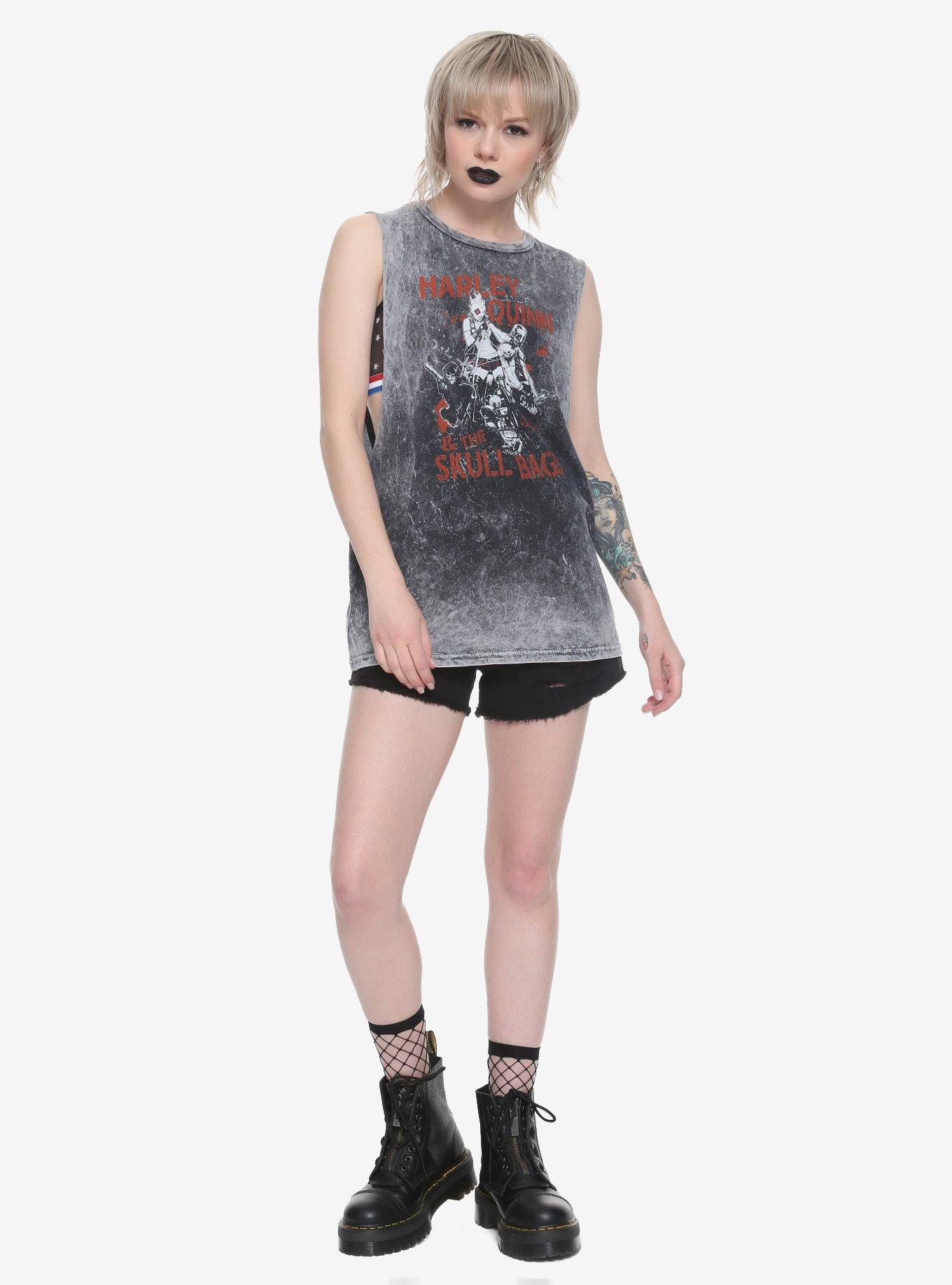 DC Comics Harley Quinn & The Skull Bags Girls Muscle Top, , alternate