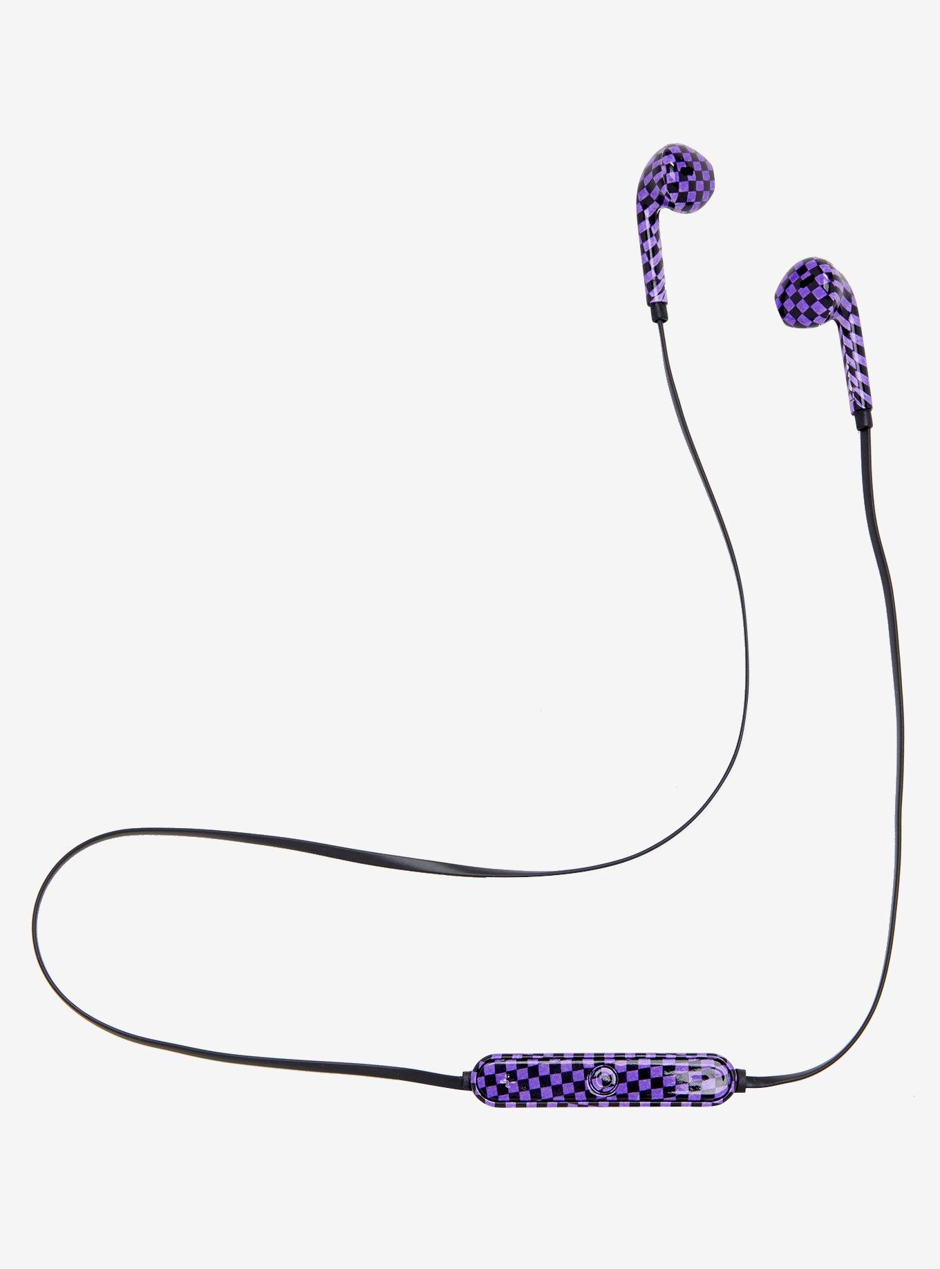 Purple Checkered Bluetooth Earbuds, , alternate