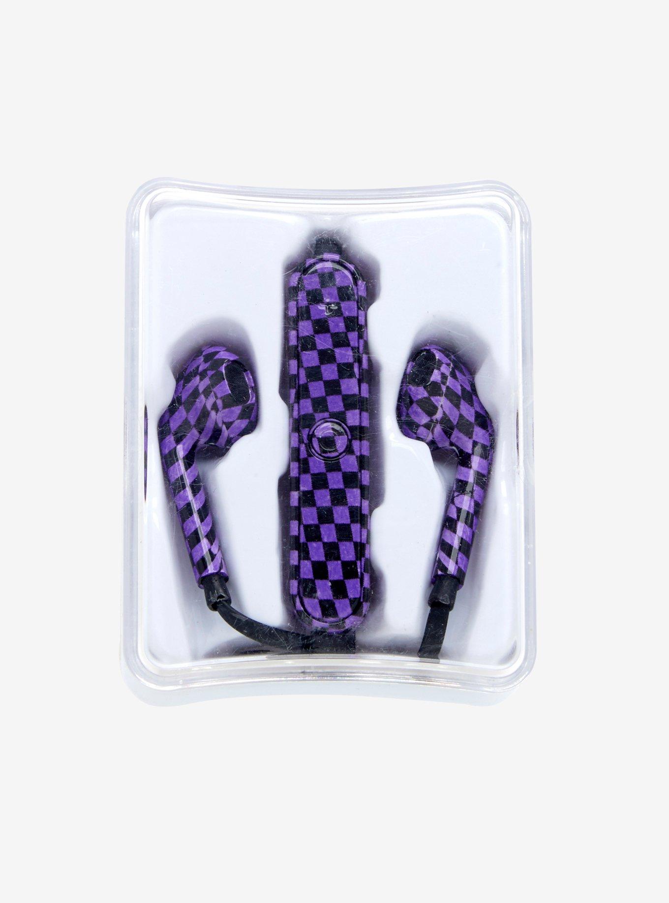 Purple Checkered Bluetooth Earbuds, , alternate