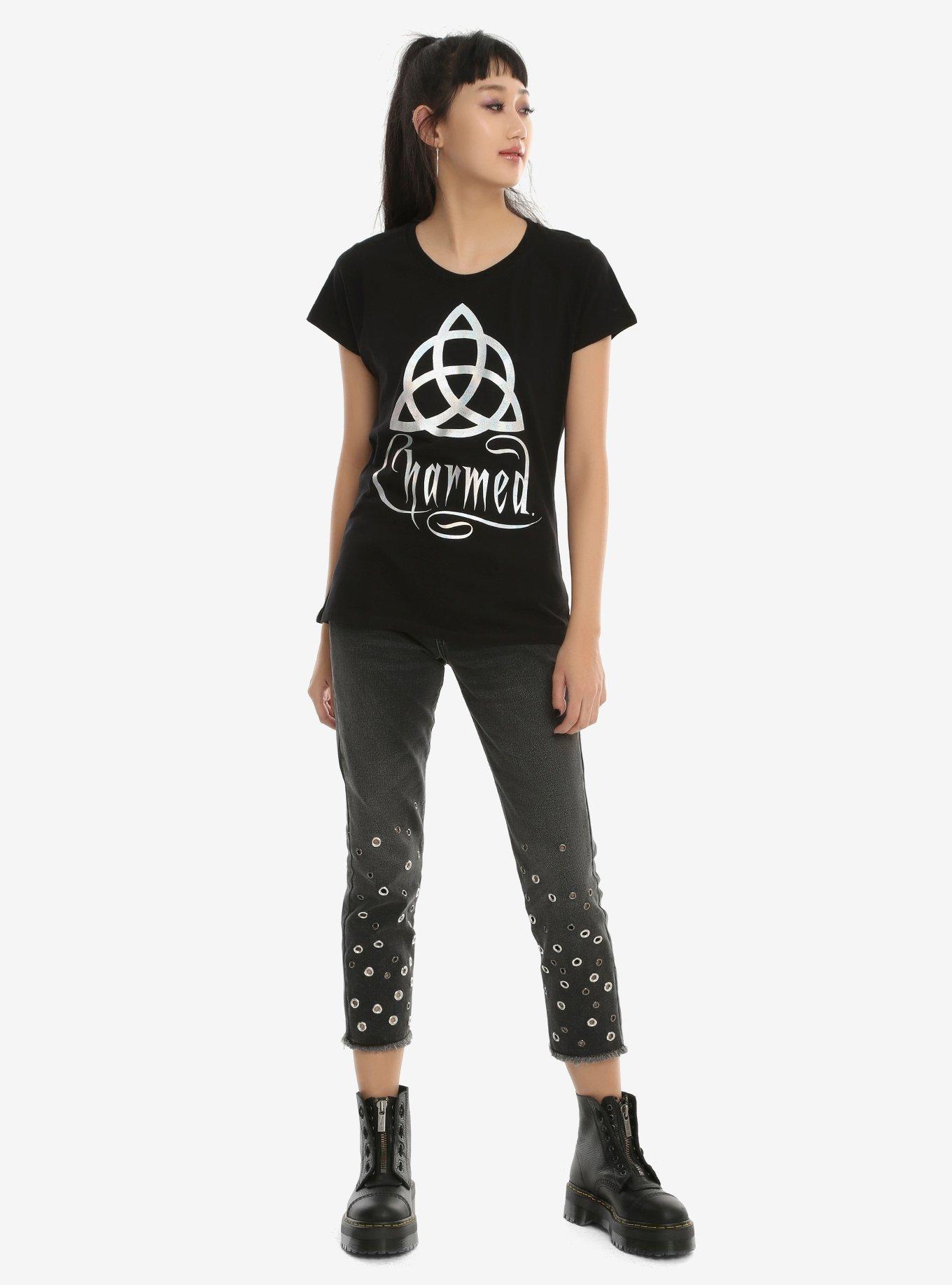 Charmed Holographic Logo Girls T-Shirt, BLACK, alternate