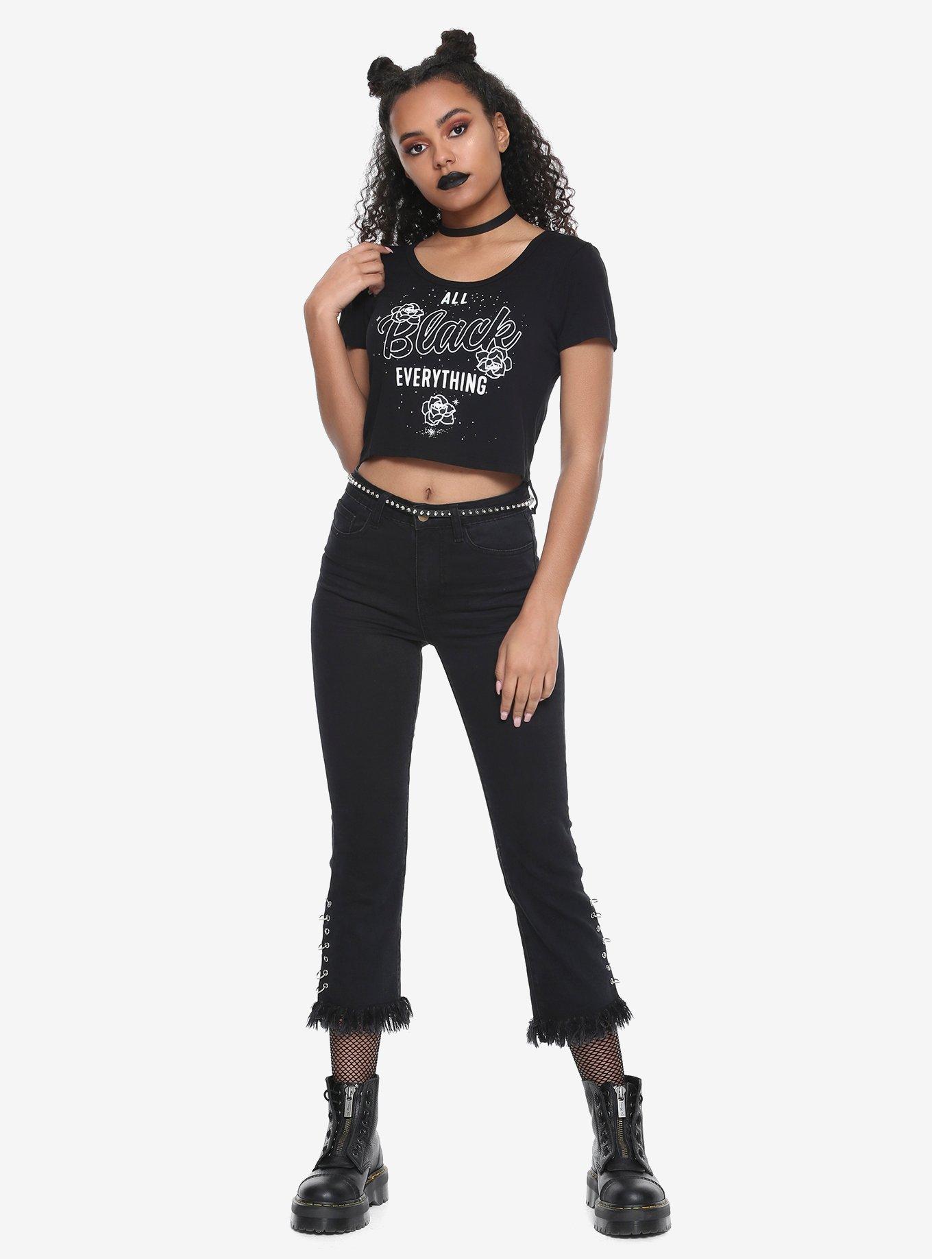 All Black Everything Girls Crop T-Shirt, , alternate