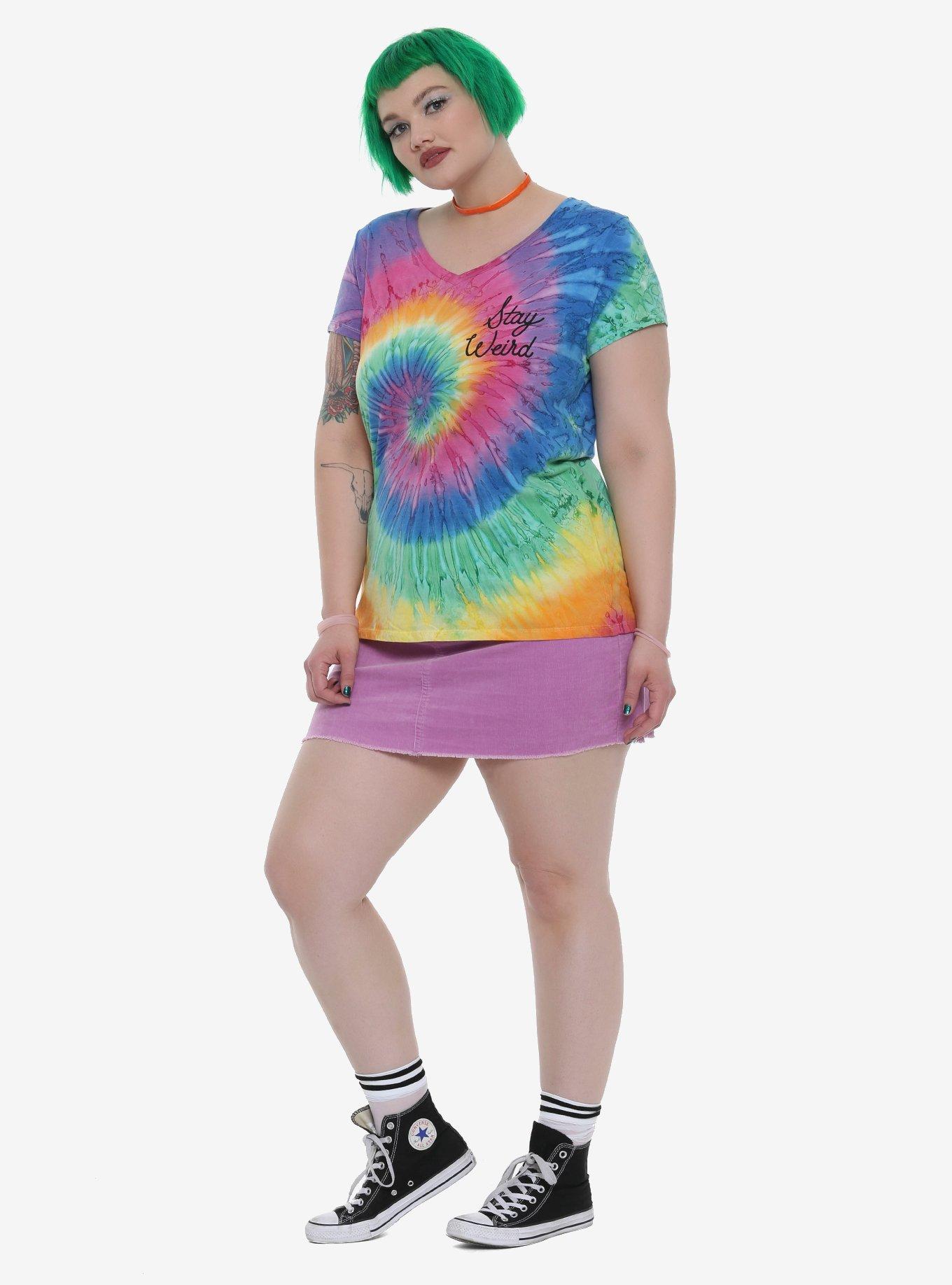 Stay Weird Tie Dye Girls T-Shirt Plus Size, , alternate