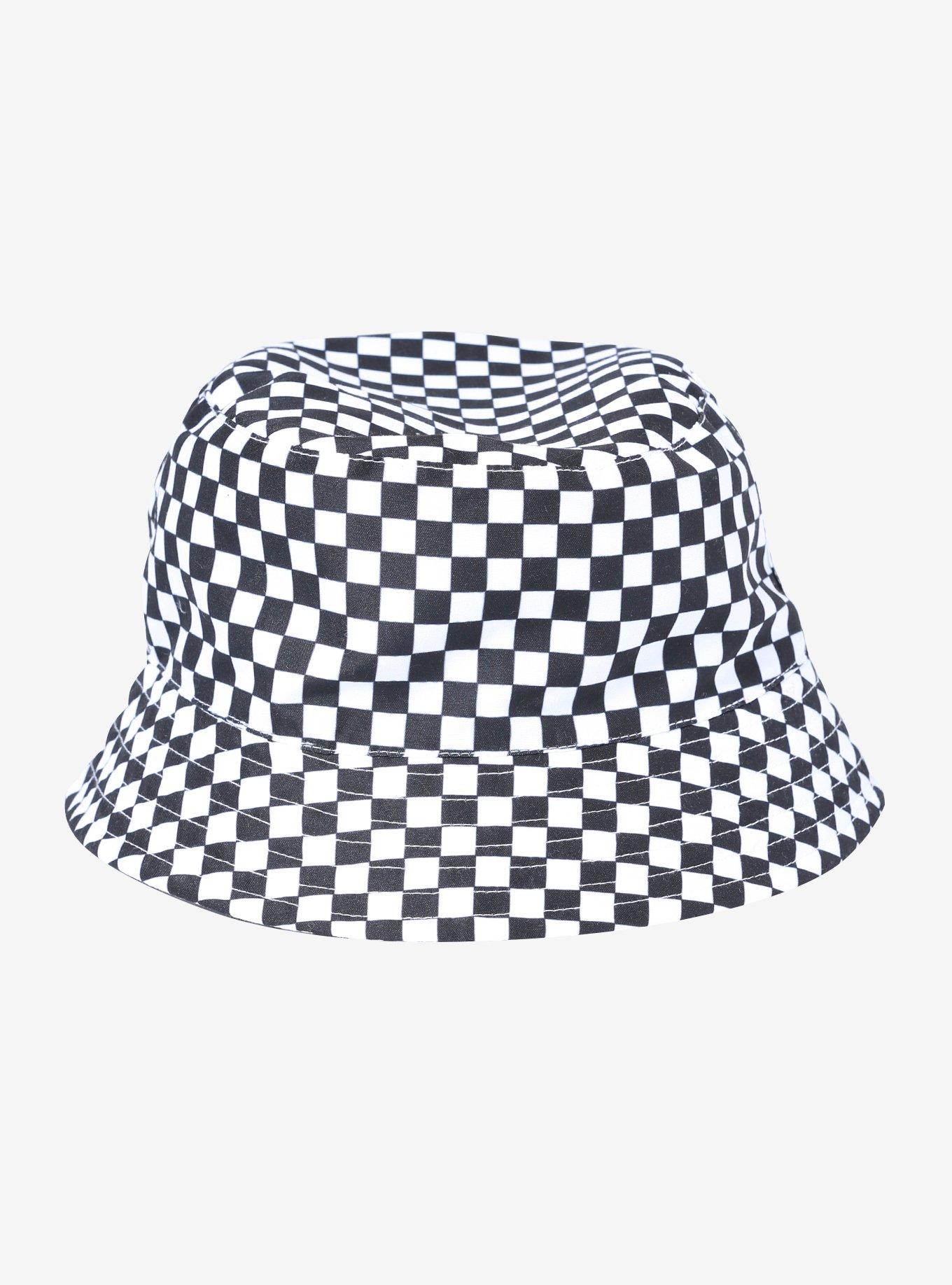 Black & White Checkered Bucket Hat, , alternate