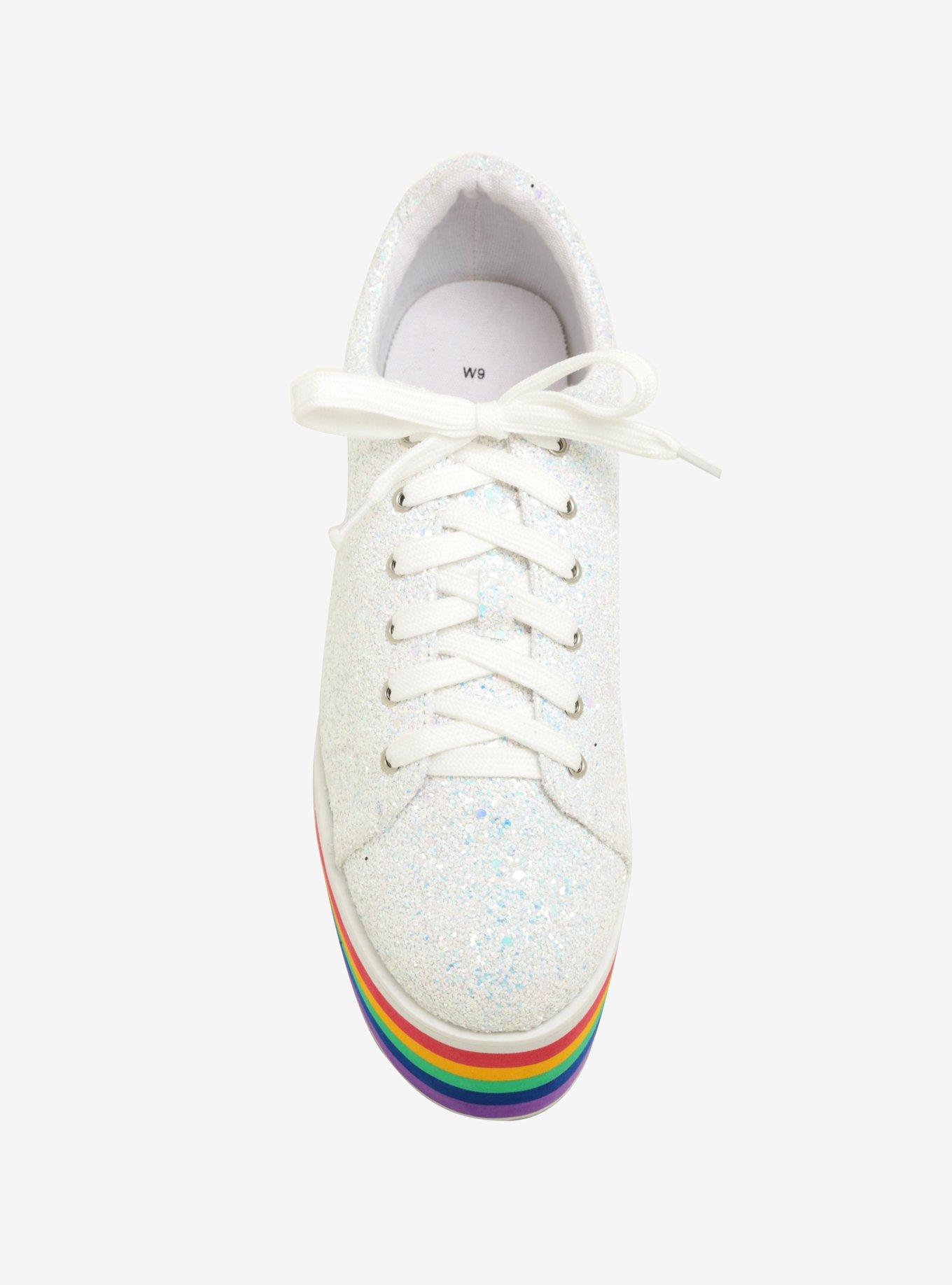 Glitter Rainbow Flatform Sneakers, , alternate