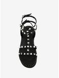 Black Studded Strappy Flatform Sandals, , alternate